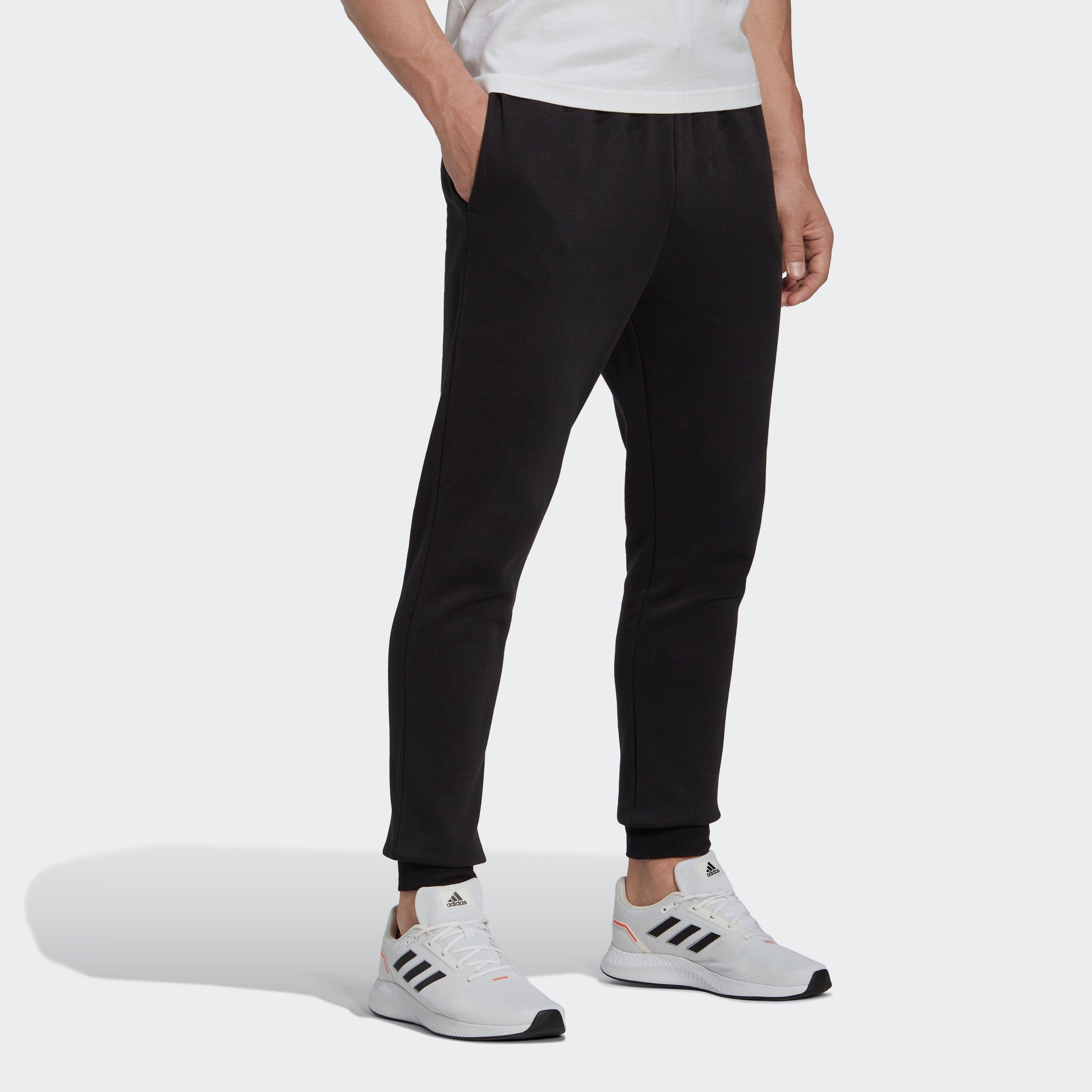 adidas Sportswear Sporthose ESSENTIALS FLEECE REGULAR TAPERED White HOSE Black / (1-tlg)