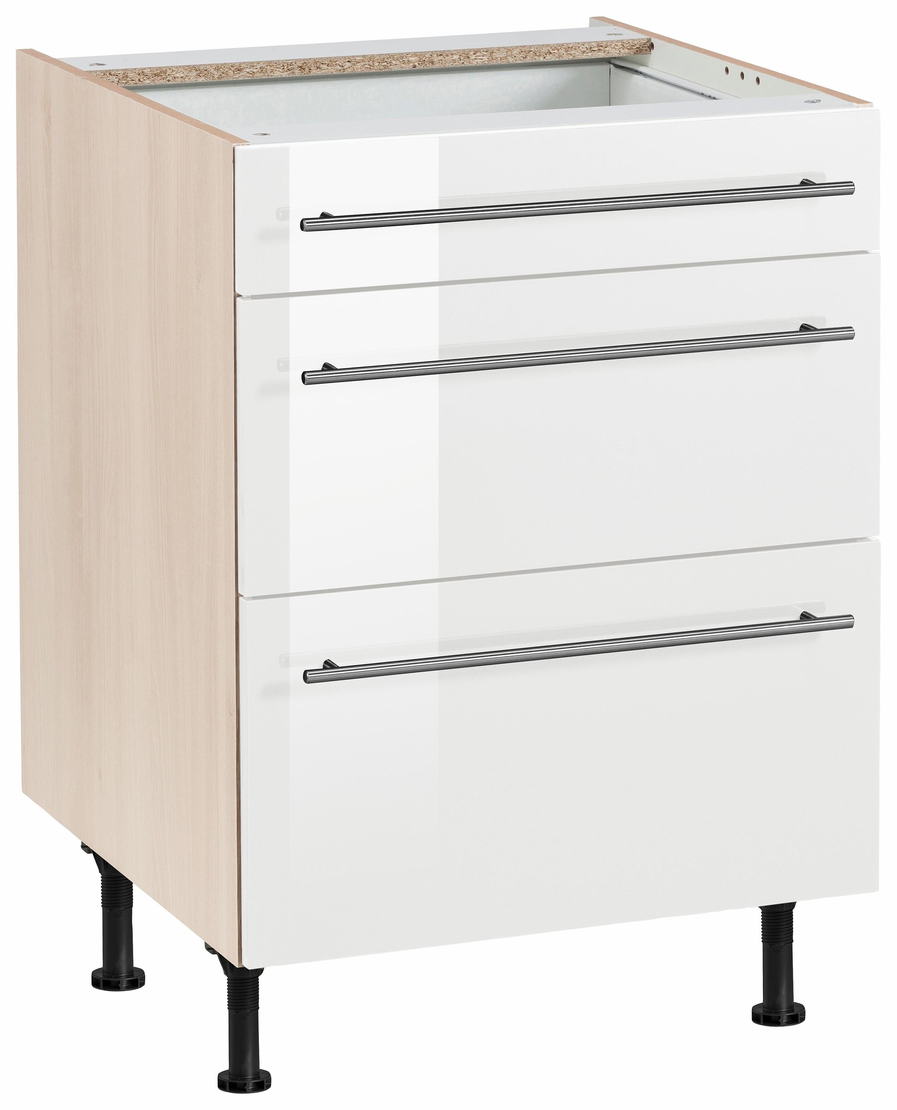 OPTIFIT Unterschrank Bern 60 cm breit, mit Schubkasten und 2 Auszügen,höhenverstellbare Füße