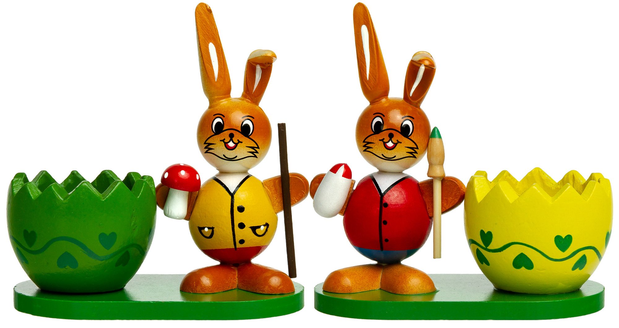 SIKORA Osterfigur OD08 Osterdeko Holz Eierbecher mit Osterhasen Figuren im 2er Set
