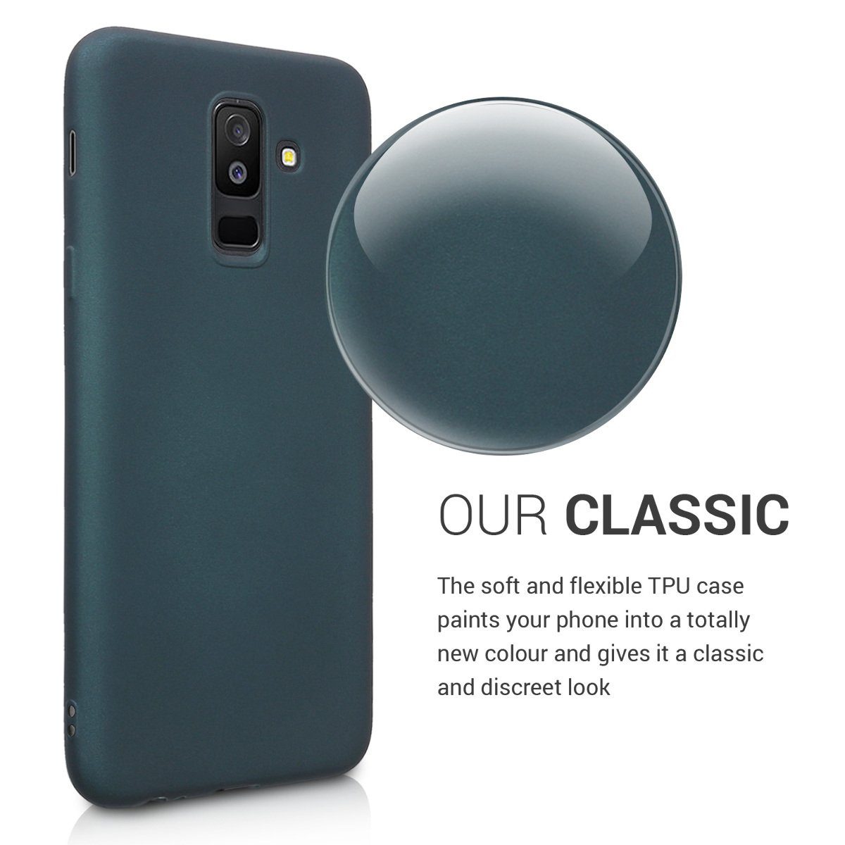 kwmobile Handyhülle Handyhülle für Samsung Galaxy A6+/A6 Plus (2018) Hülle, Silikon Case metallisch schimmernd - Schutzhülle Cover