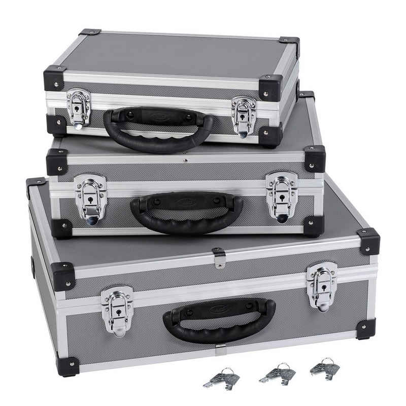 Kreator Aufbewahrungsbox Alukoffer Aluminium-Koffer 3-in-1 Allround Werkzeugkoffer-Set stapelbar VARO