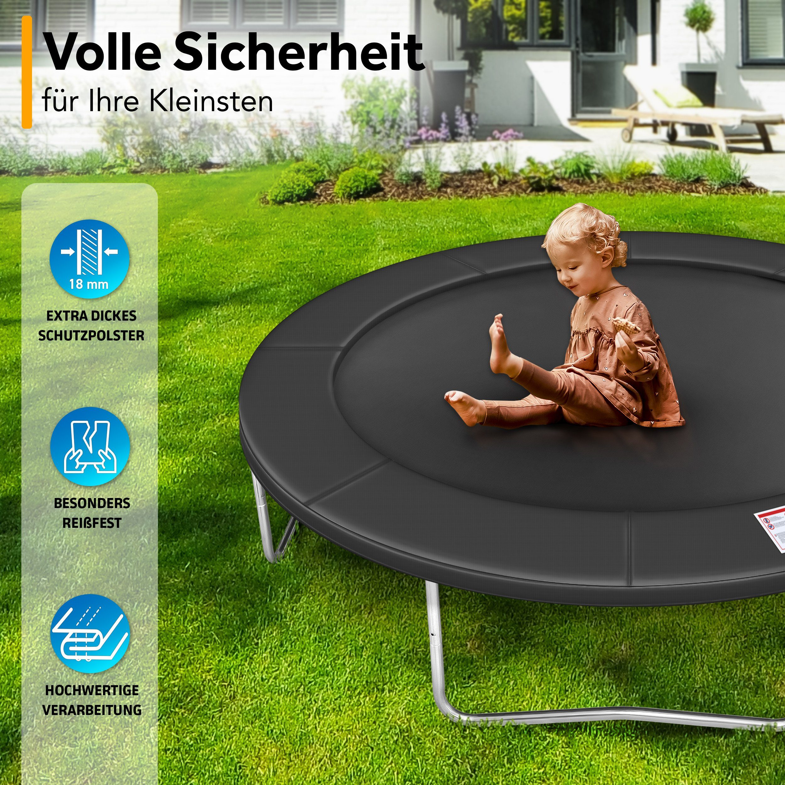 KIDUKU Trampolin-Randabdeckung mit Ø244 305 366 427cm, Trampolin Federabdeckung reißfest, Randschutz 100% UV-beständig