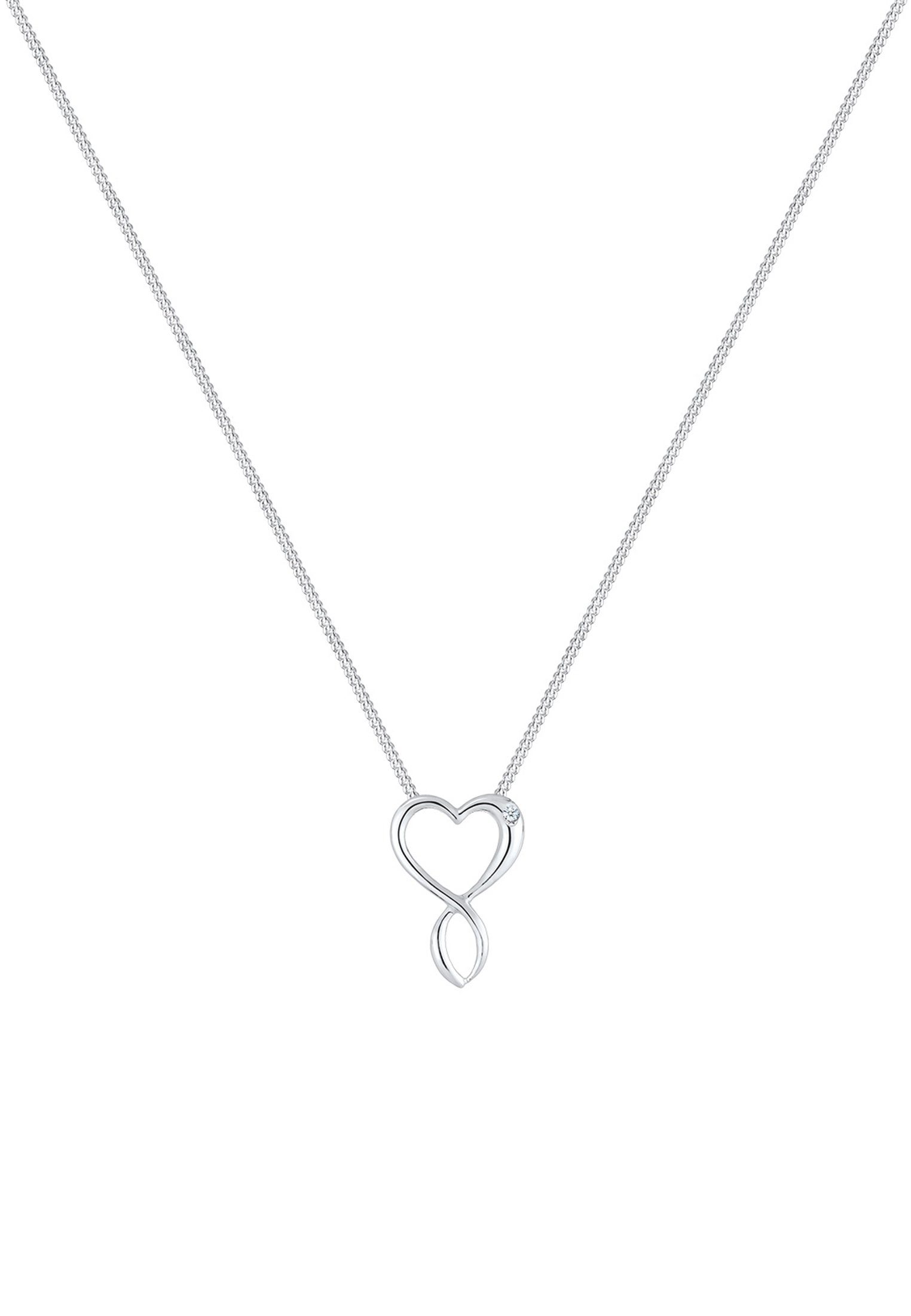 Damen Schmuck Elli DIAMONDS Collierkettchen Herz Infinity Diamant (0.03 ct) 925 Silber