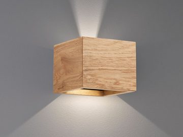 meineWunschleuchte LED Wandleuchte, LED fest integriert, Warmweiß, 2er SET exklusive Holz-Lampen 12,5cm, indirekte Wand-Beleuchtung innen