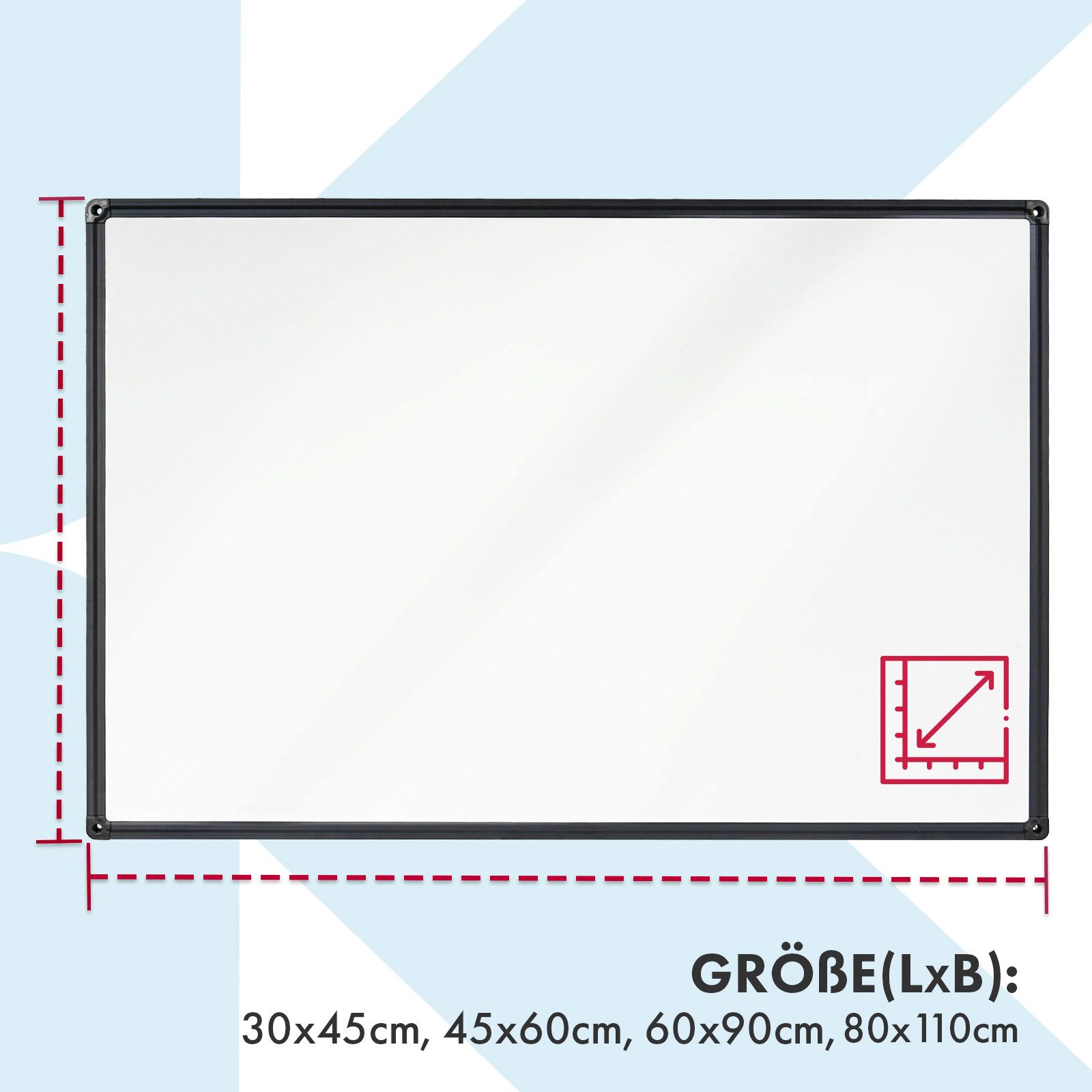Karat Magnettafel magnetisch Onyx – schwarzer Aluminium-Rahmen, kratzfeste Magnettafel, 110x80 cm, beschreibbar & abwischbar, inkl. Zubehör, in 2 Größen – Bild 2 von 5