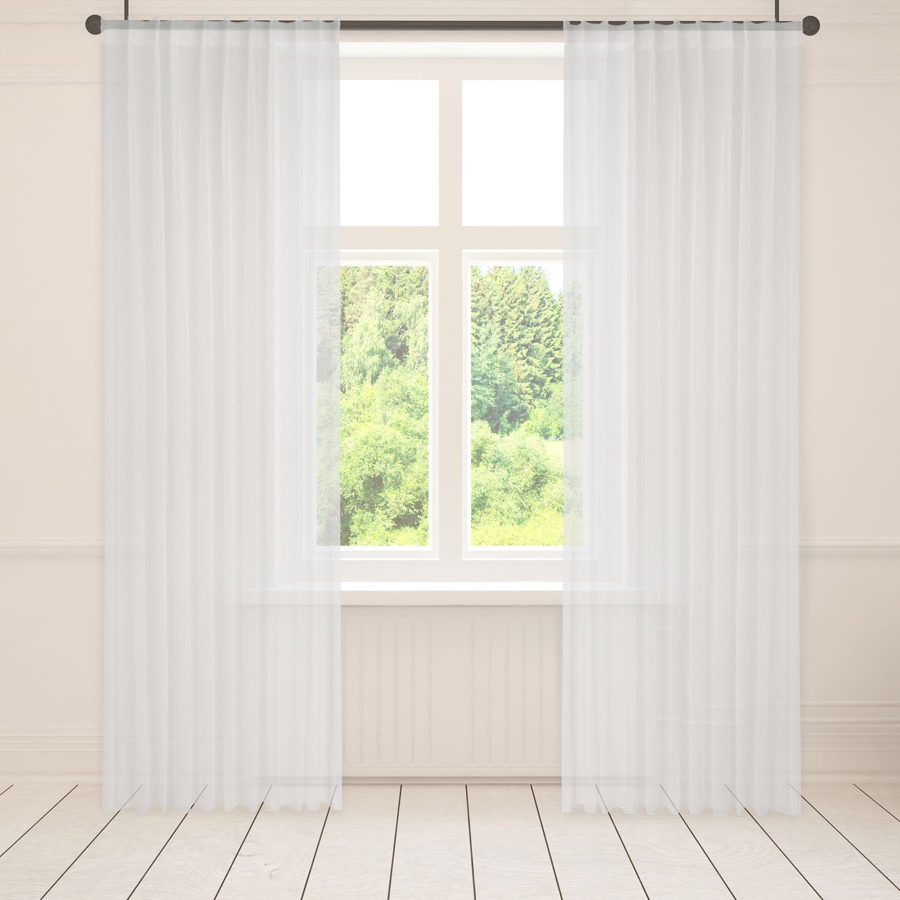 Asphald Gardine Gardinen auf Maß Weiß Voile Gardine 1:2,5 1er Faltenband 90 günstig online kaufen