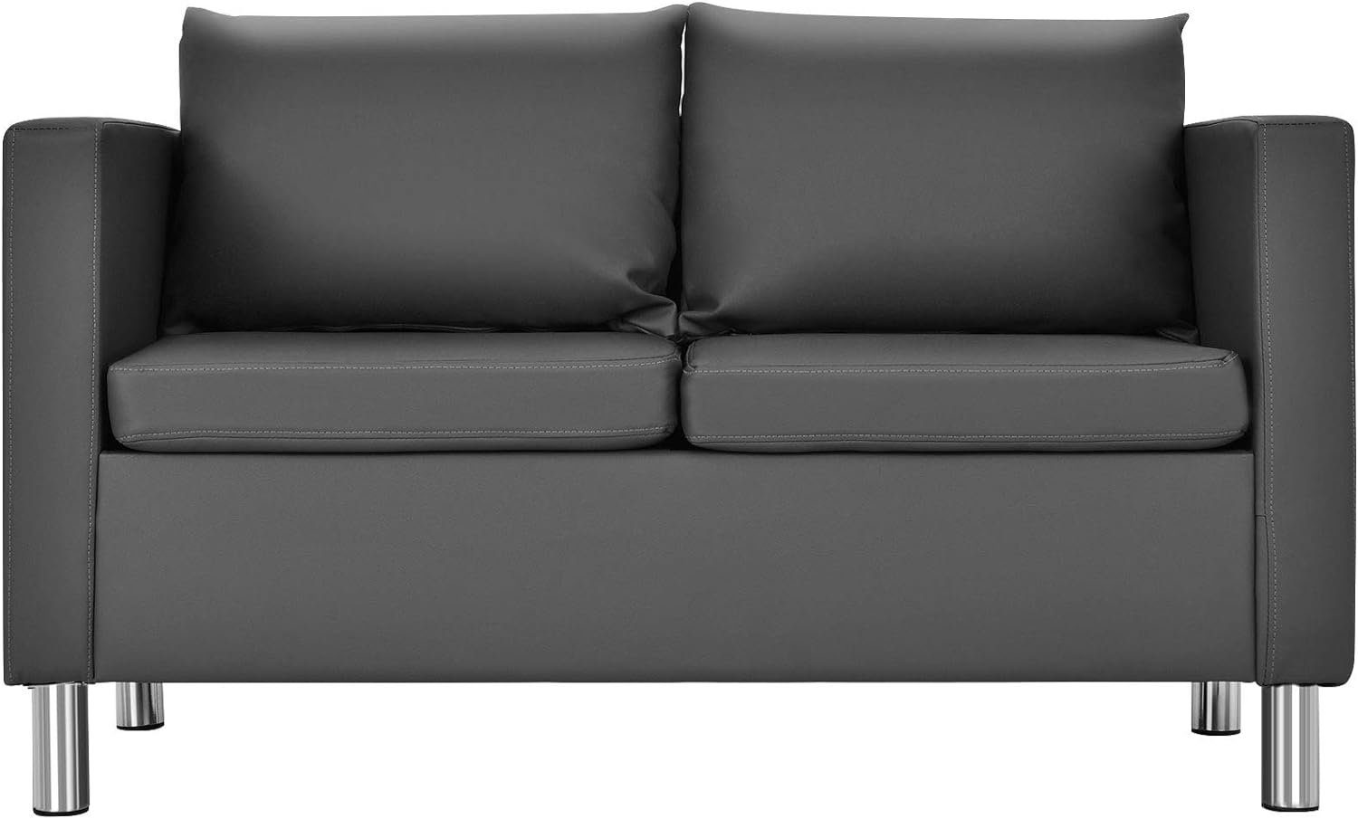 KOMFOTTEU Sofa 2 Sitzer, mit 2 Kissen,aus Kunstleder,120 kg Belastbar