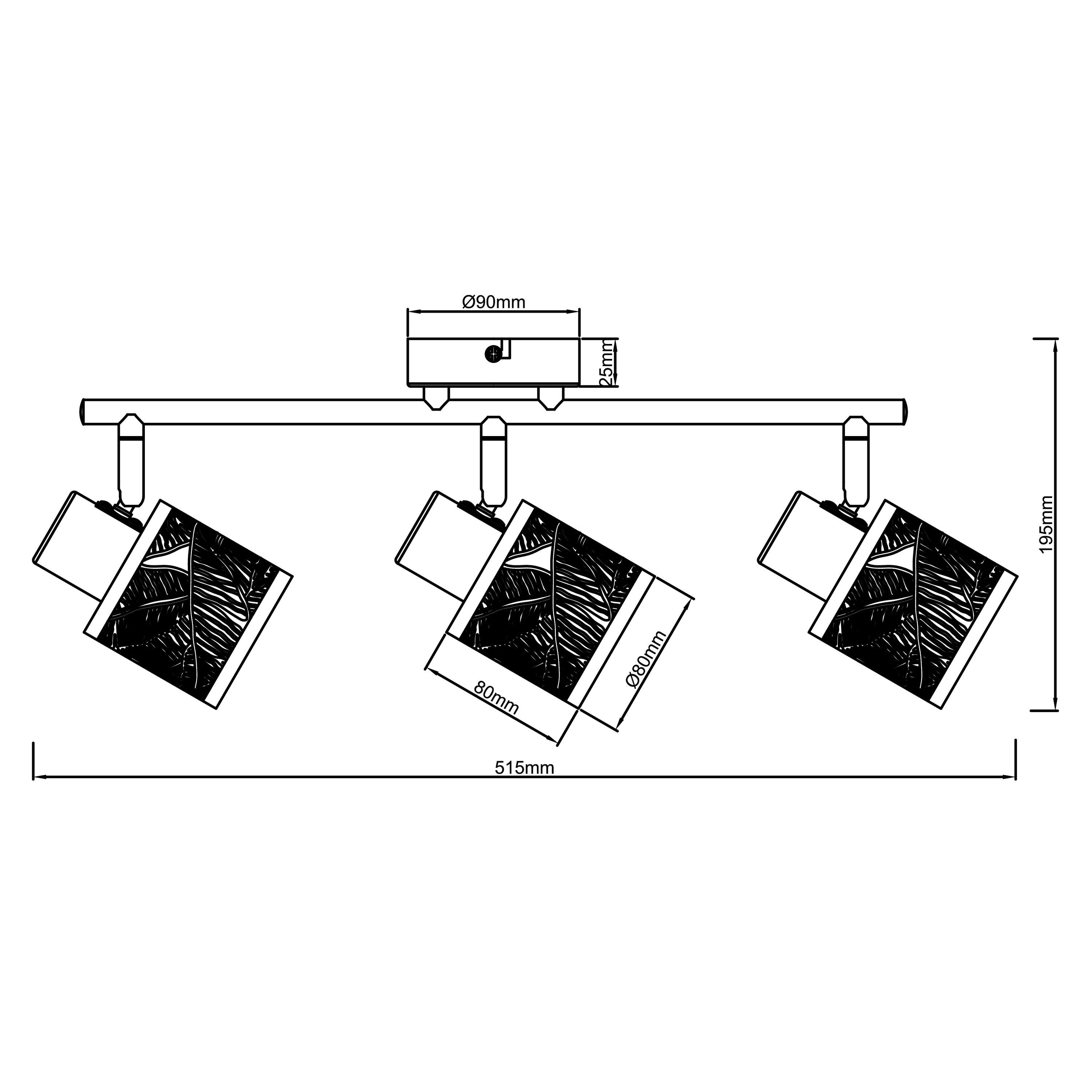 Brilliant Deckenleuchte Bano, Bano Spotrohr D45, Metall, 3x schwarz 3flg E14, 40 matt, W