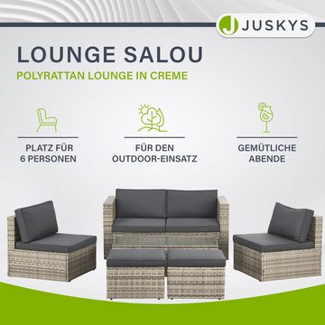 Juskys Gartenlounge-Set Salou, (6-tlg), für 6 Personen, Polyrattan, Glasplatte, wetterfest, mit Kissen