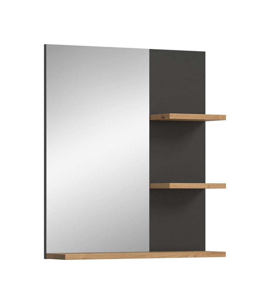 xonox.home Badezimmerspiegelschrank Badezimmer Spiegel Canu, Artisan Eiche / Basalt grau, optional Beleu (1-St) Spiegel, Melamin beschichtet, Breite 63 cm