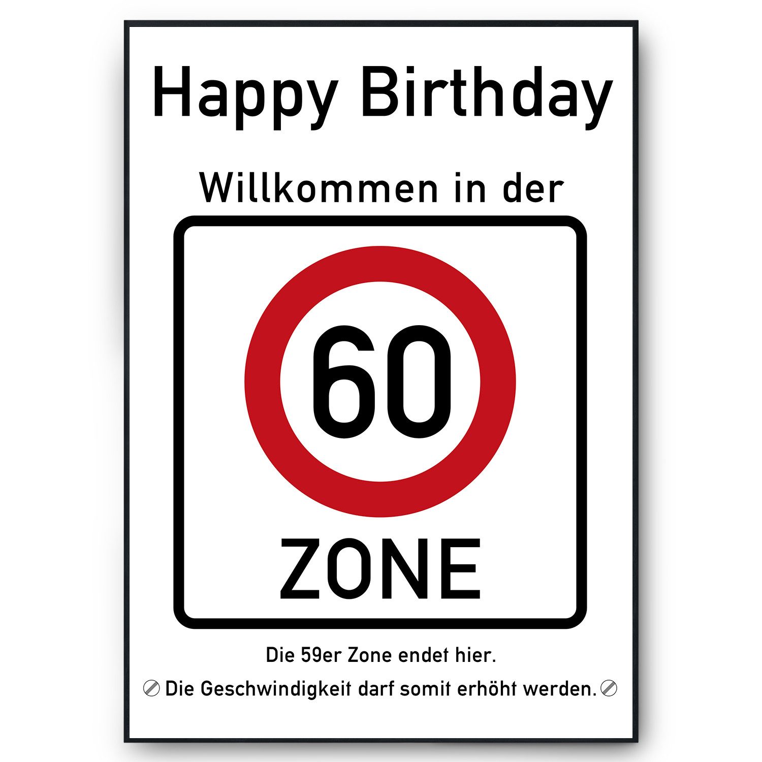 Tigerlino Poster 60. Geburtstag Geschenk Verkehrszeichen günstig online kaufen