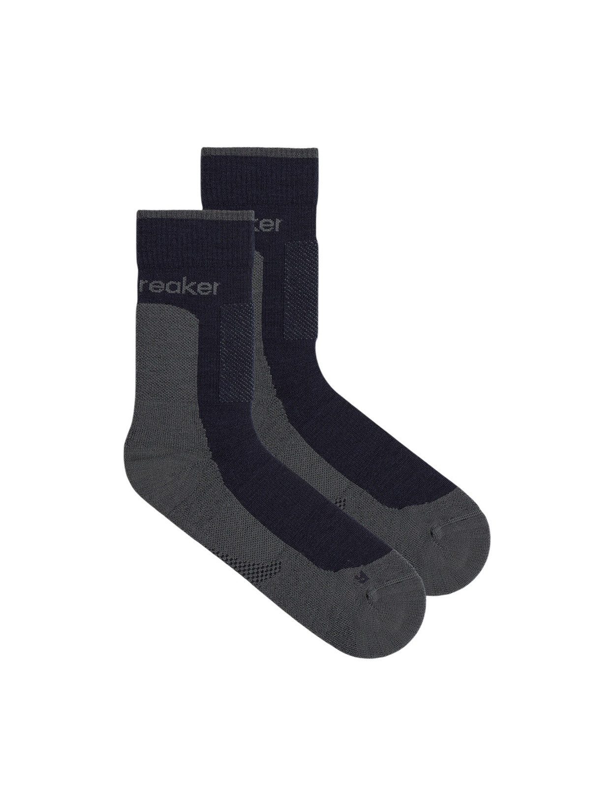 Icebreaker Wandersocken Crew Hike+ Medium (Merinowolle, strapazierfähig, leicht) navyblau/grau