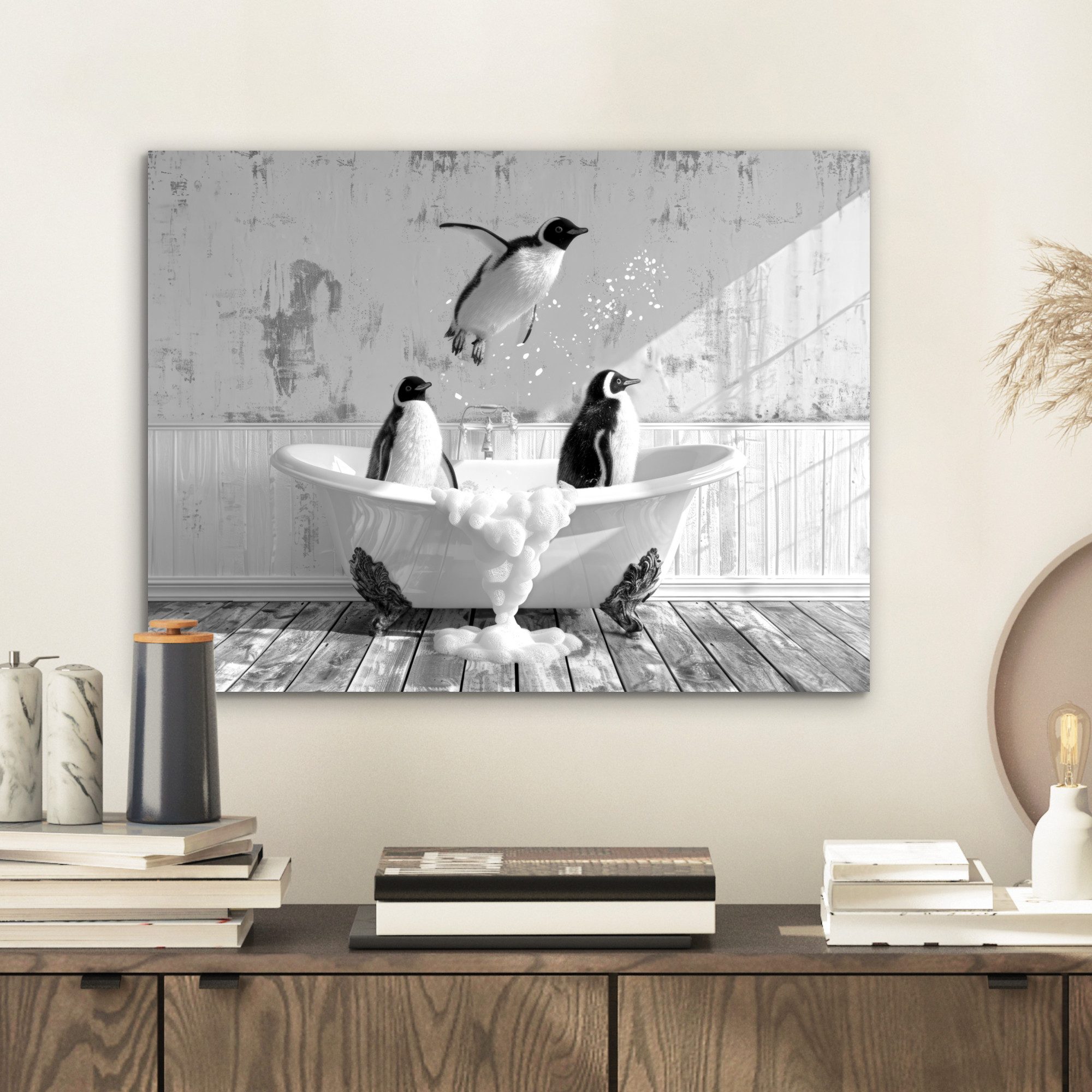 MuchoWow Metallbild Pinguine - Vintage - günstig online kaufen