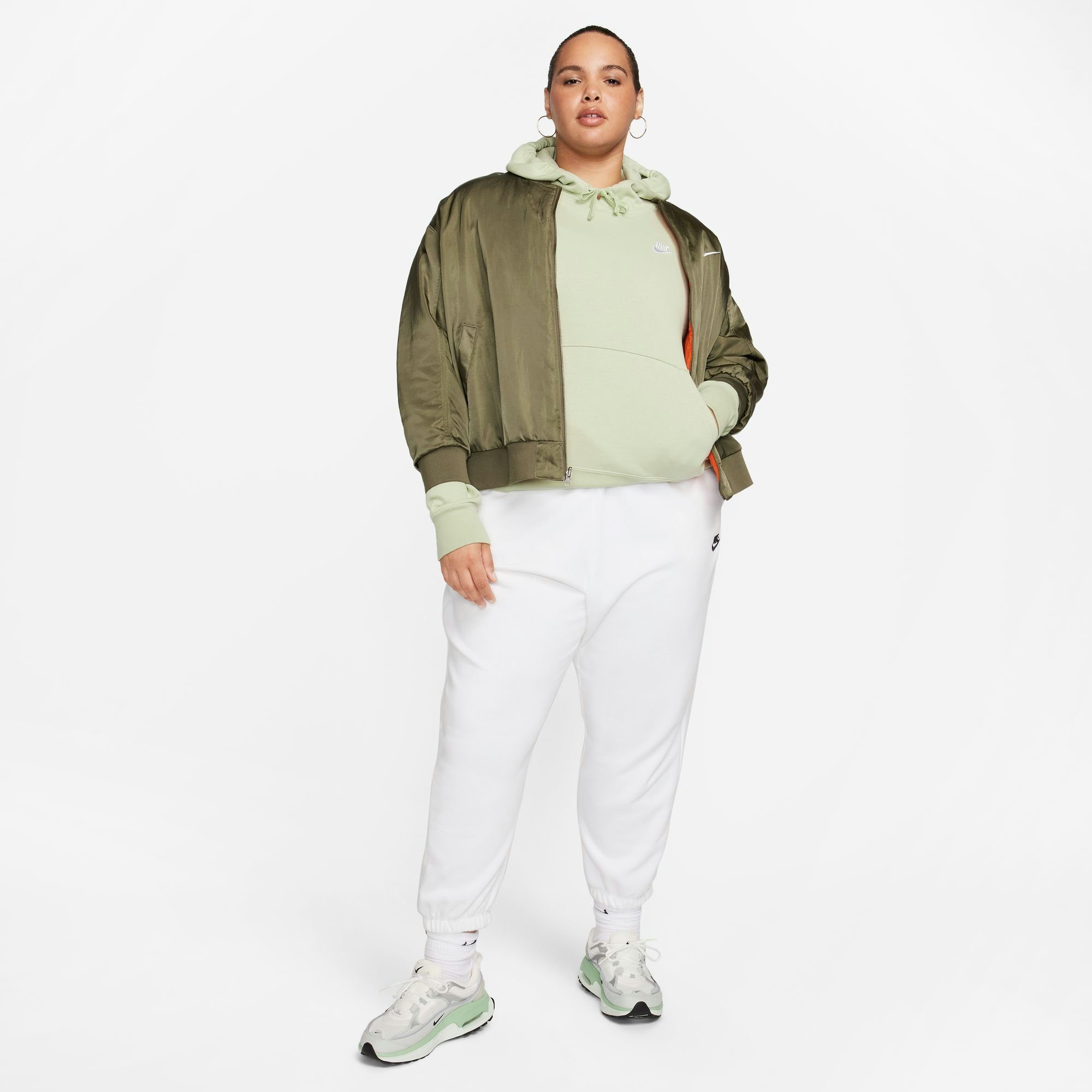 HONEYDEW/WHITE PULLOVER (PLUS Kapuzensweatshirt CLUB Sportswear FLEECE HOODIE WOMEN'S SIZE) Nike