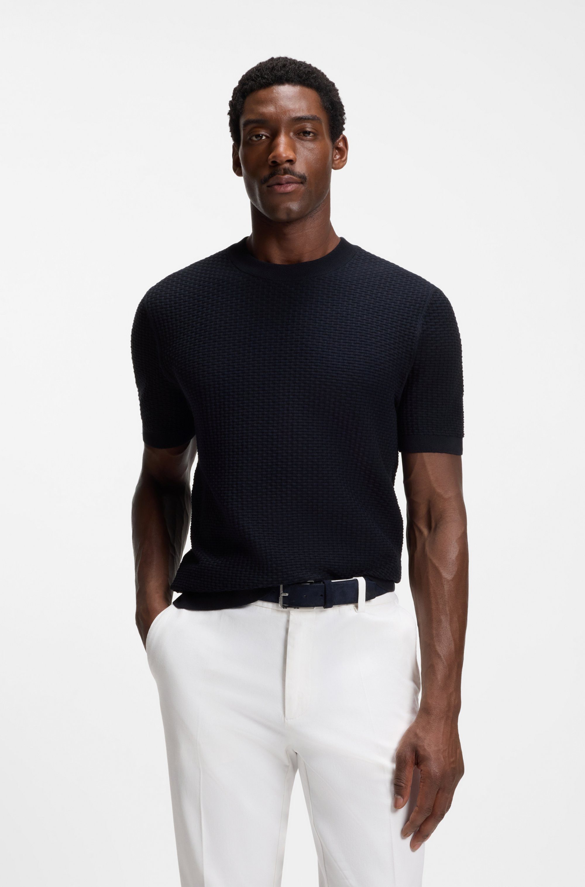 BOSS Kurzarmpullover Nilton