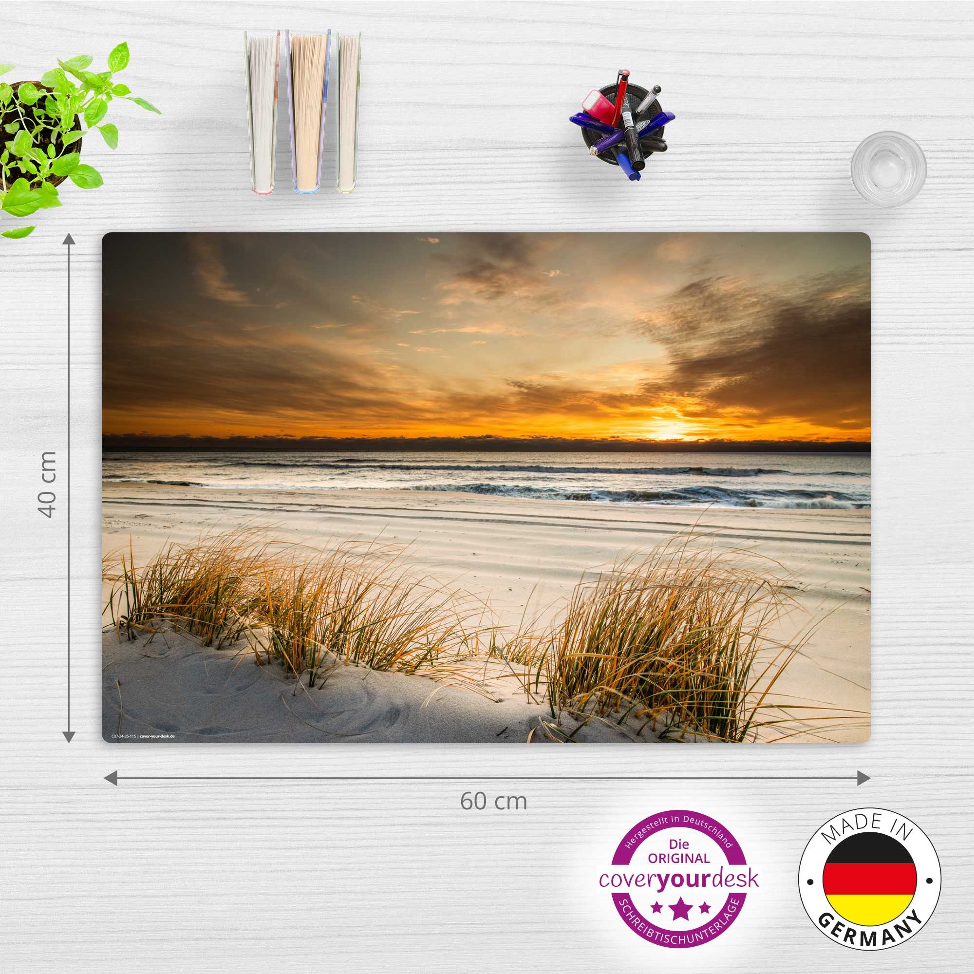 cover-your-desk.de Schreibtischunterlage abwaschbar - Sonnenuntergang auf Sylt - premium Vinyl -Made in Germany, (1 tlg)