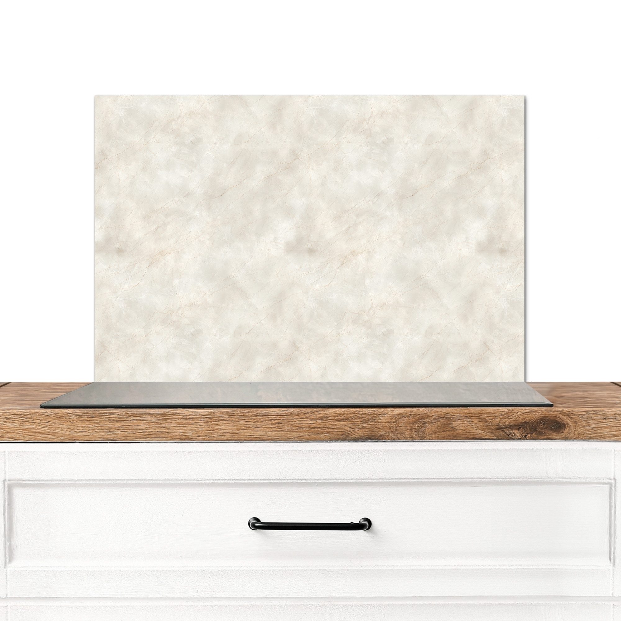 KitchenYeah Küchenrückwand Cremebeige - Marmor - Adern, (1-tlg), Spritzschutz Küche, Küchendeko, 60x40 cm