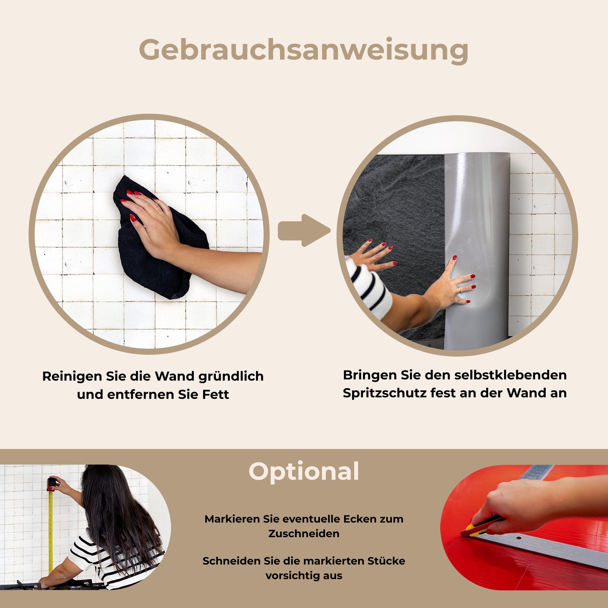 KitchenYeah Küchenrückwand selbstklebend (keine Folie) Beton - Schwarz - Industriell, (1-tlg), Küchenrückwand, Spritzschutz, Kitchen, 60x30 cm – Bild 3 von 5
