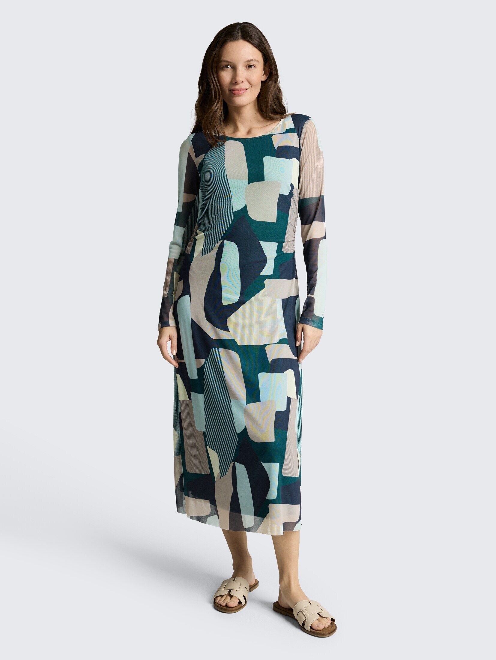 TOM TAILOR Sommerkleid Kleider & Jumpsuits Mesh Midi-Kleid mit Muster