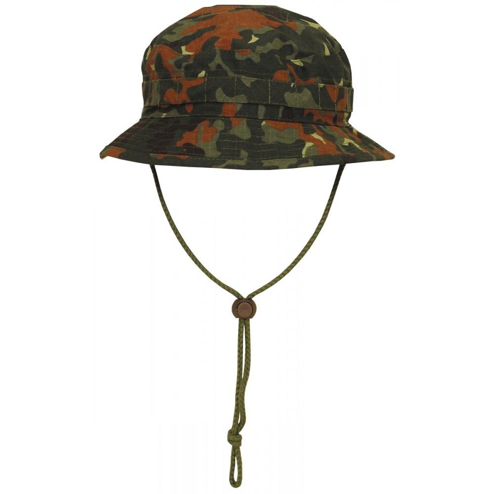 MFH Outdoorhut Brit. Buschhut, mit Kinnband, SF Boonie, Rip Stop, flecktarn - L (Packung) umlaufende Schlaufen