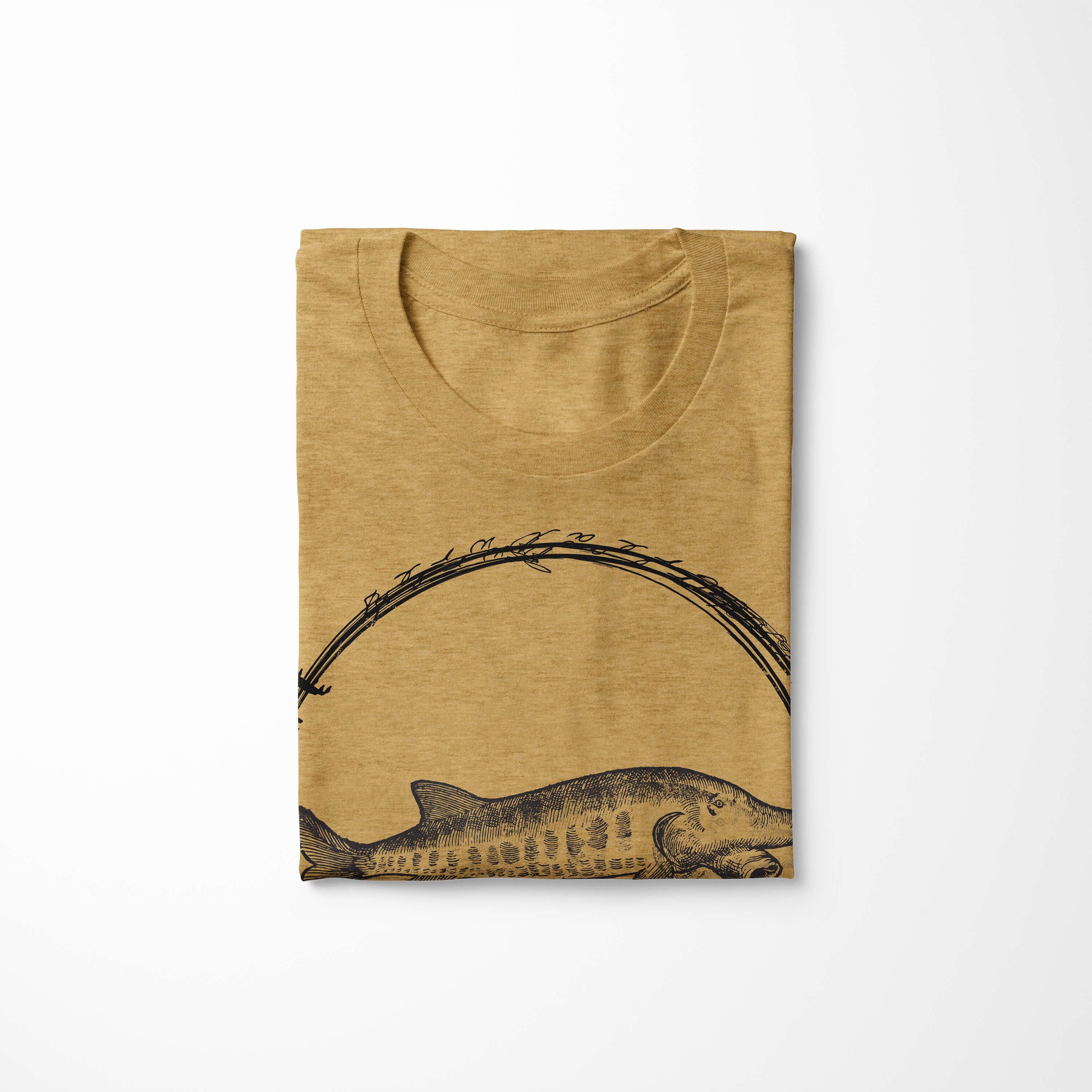 Sinus Art sportlicher Struktur und Schnitt - Tiefsee Fische Creatures, Gold / Antique T-Shirt Sea 090 Sea Serie: T-Shirt feine