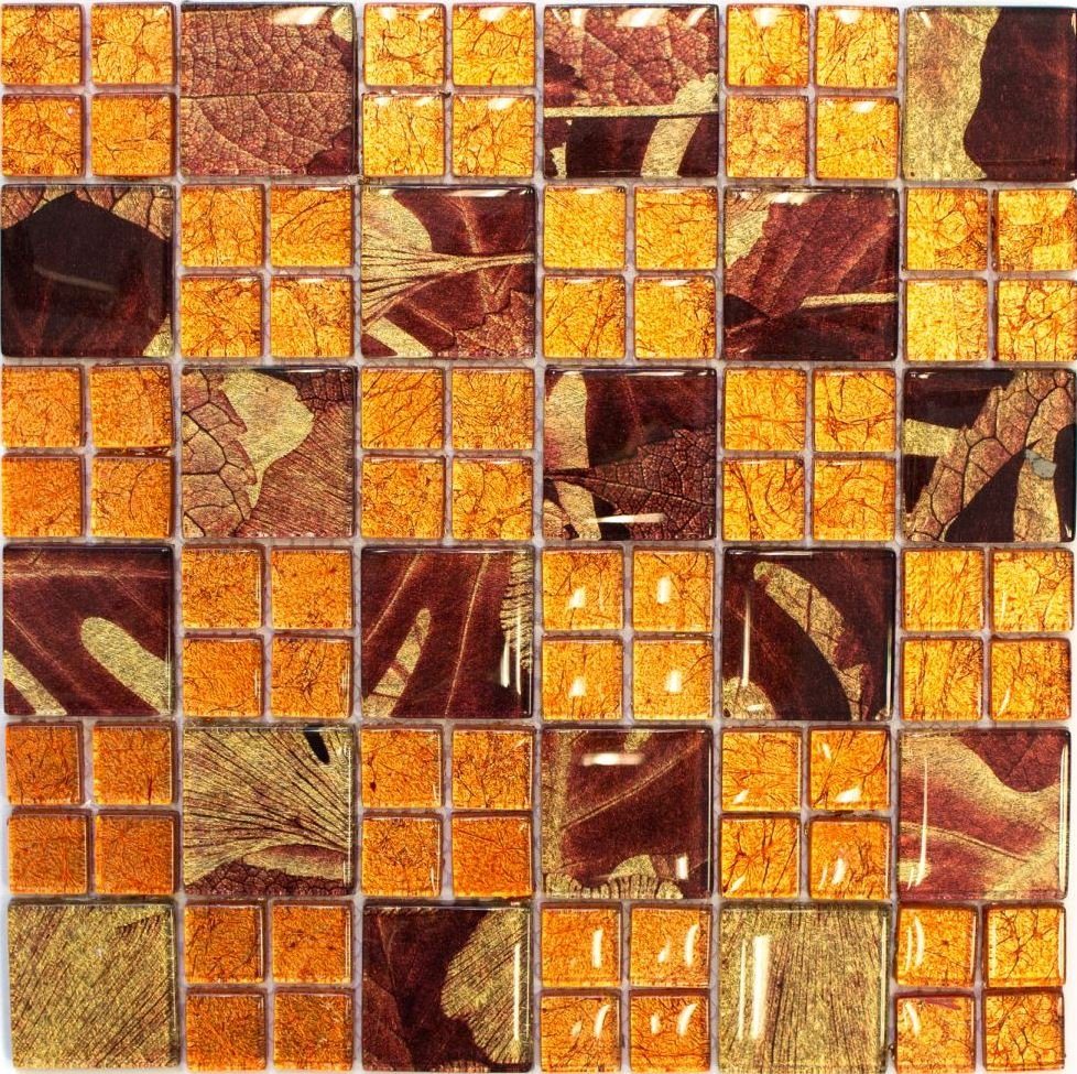 Mosani Mosaikfliesen Glasmosaik Crystal Matten orange Mosaikfliesen 10 glänzend 