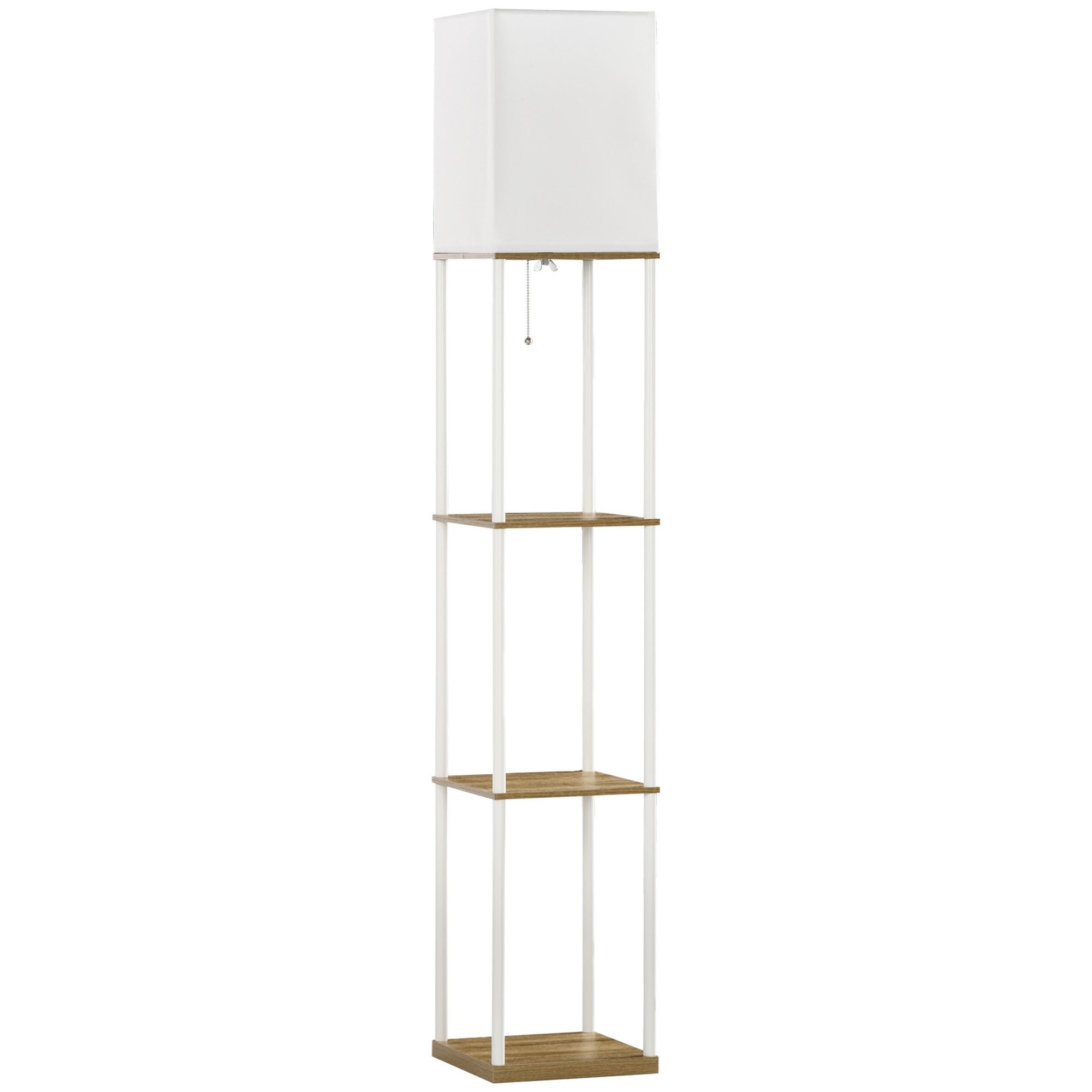 HOMCOM Stehlampe Stehleuchte Standleuchte mit Regal, E27 Fassung, exkl. Glühbirne, Leuchtmittel wechselbar, für Wohnzimmer, Weiß – Bild 2 von 5