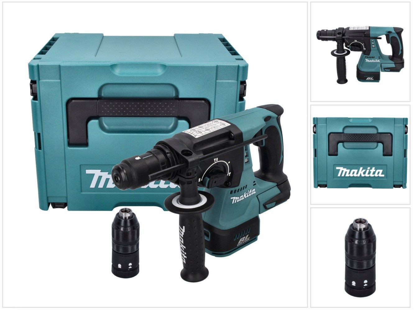 Makita Akku-Kombibohrhammer DHR 243 ZJ Akku Bohrhammer 18 V 2 J SDS-Plus Brushless + Makpac