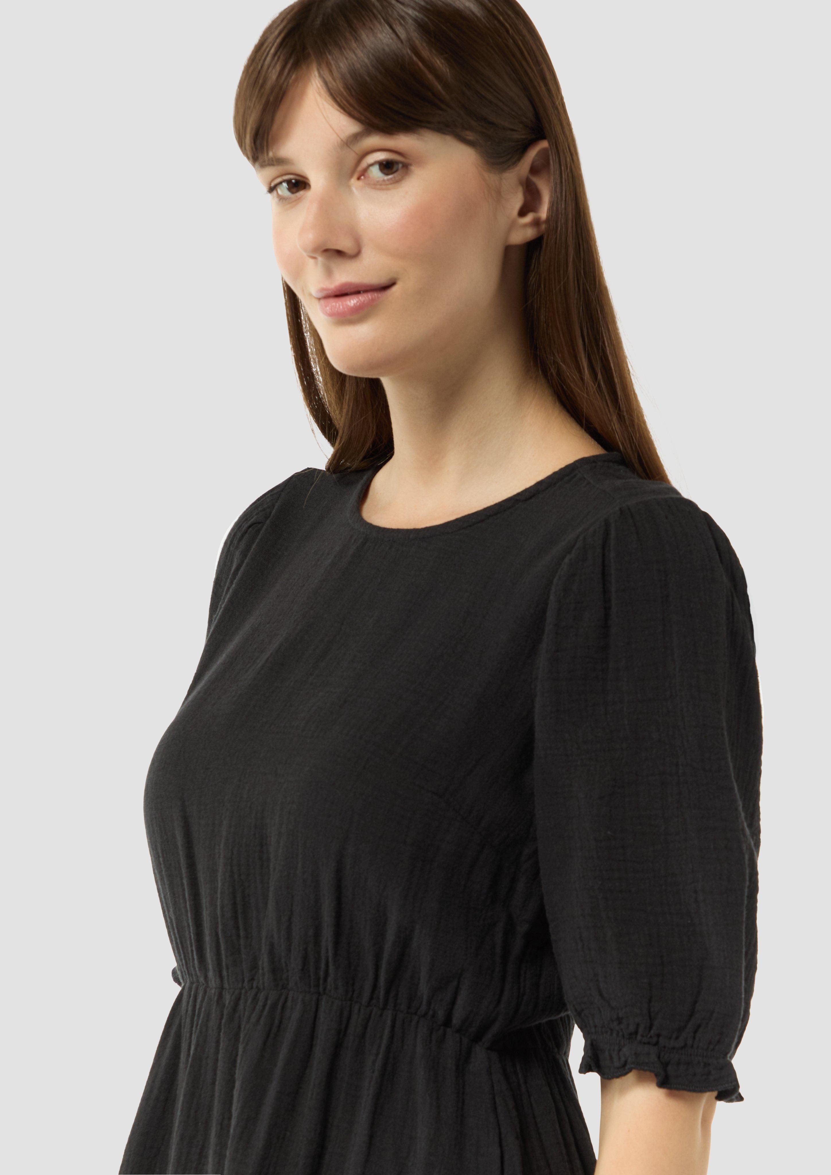 QS Minikleid Kurzes Baumwoll-Kleid mit Raffungen günstig online kaufen