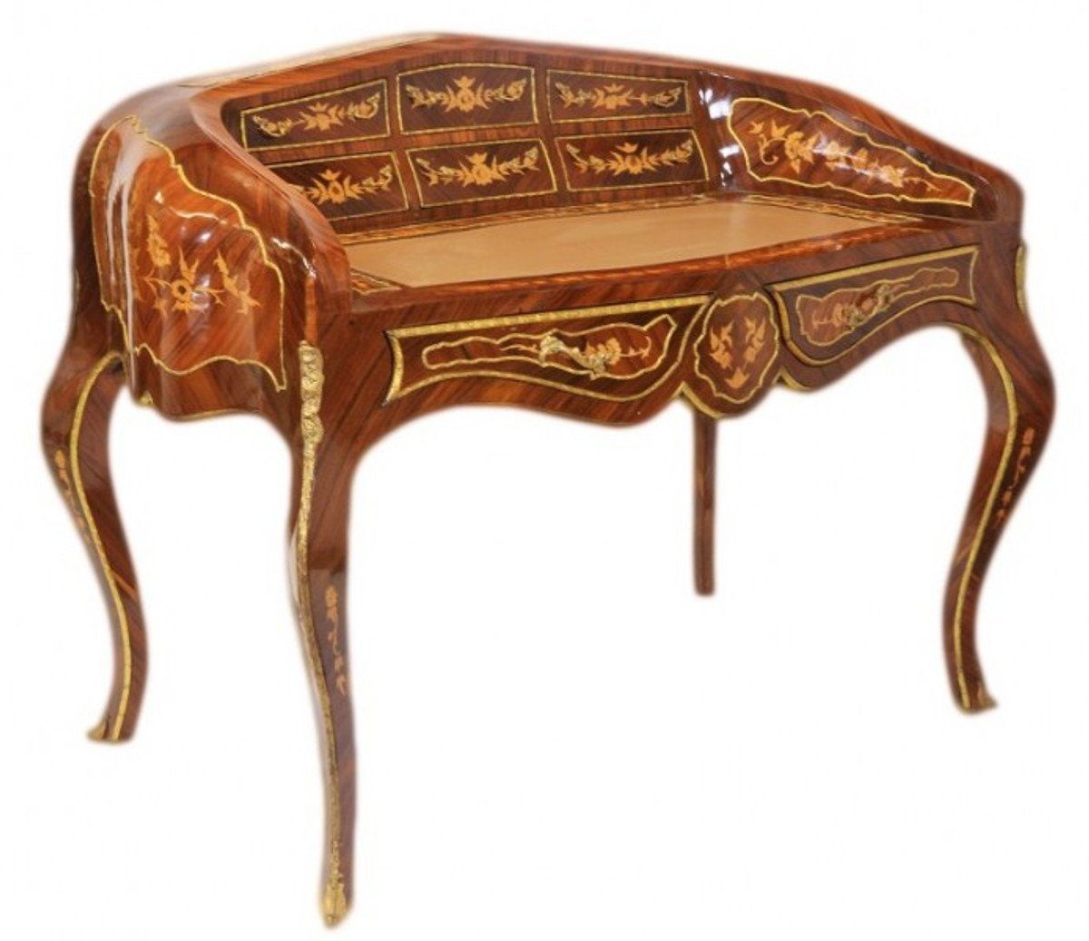 Sekretär 120 Antik Französischer Schreibtisch cm - Mahagoni Barock Stil Padrino Stil Luxus Casa Schreibtisch