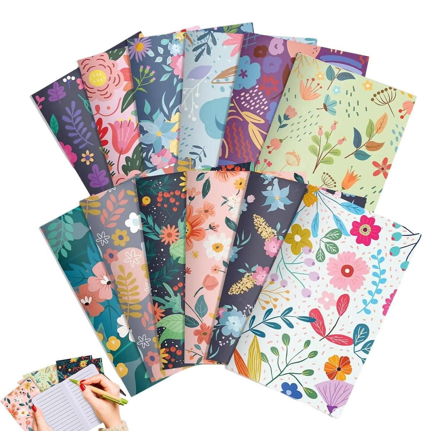 LuxusKollektion Notizheft Mini Notizbuch 12er Set Pocket 12,5x8cm 64 Seiten bunt