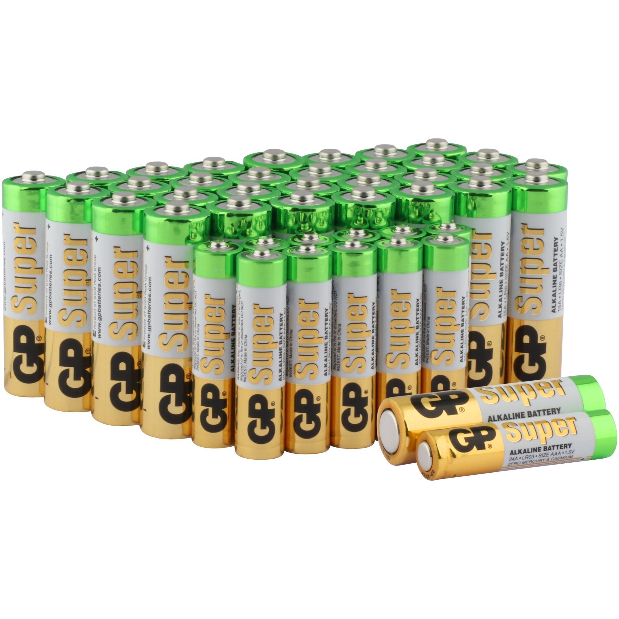 GP Batteries AAA Micro Batterie GP Alkaline Super 1,5V 12 Stück, AA Mignon Batteri Batterie, (1,5 V)