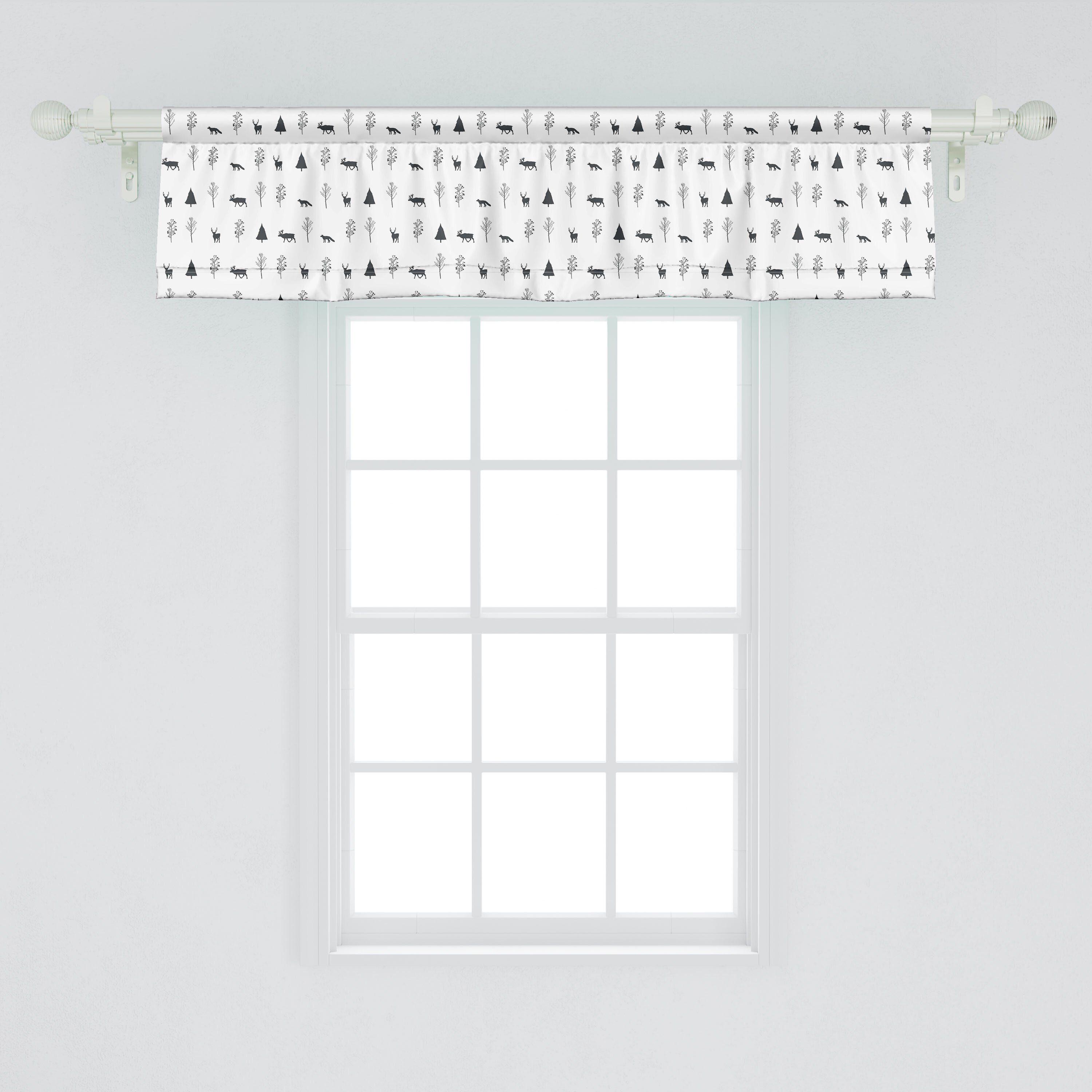 Scheibengardine Vorhang Volant für Küche mit Abakuhaus, Baum-Schatten Stangentasche, Wald Dekor Schlafzimmer und Microfaser, Hirsch