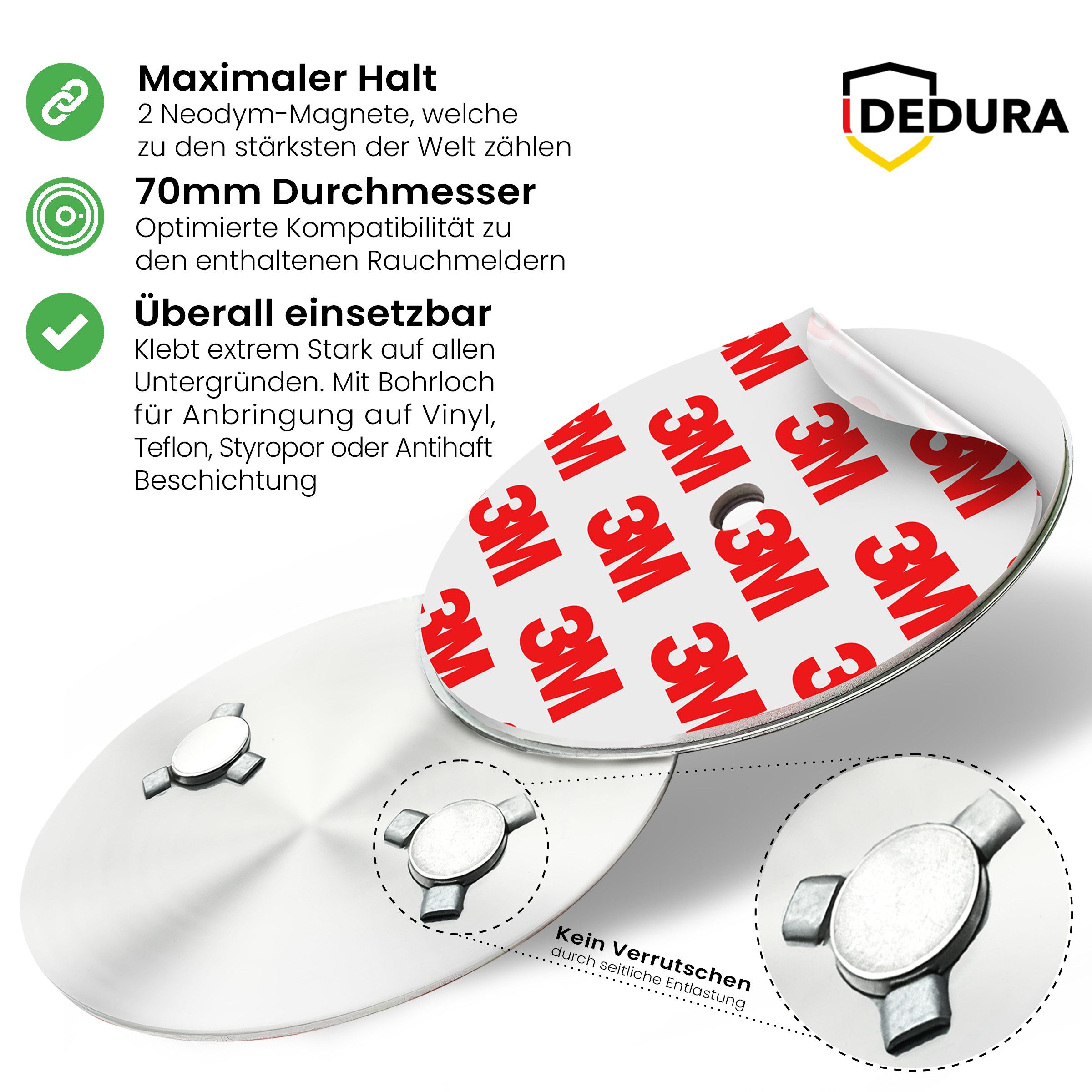 dedura Rauchmelder (Set inkl. Magnethalter mit 10 Jahre Garantie BSI Zertifiziert EN14604) – Bild 5 von 5