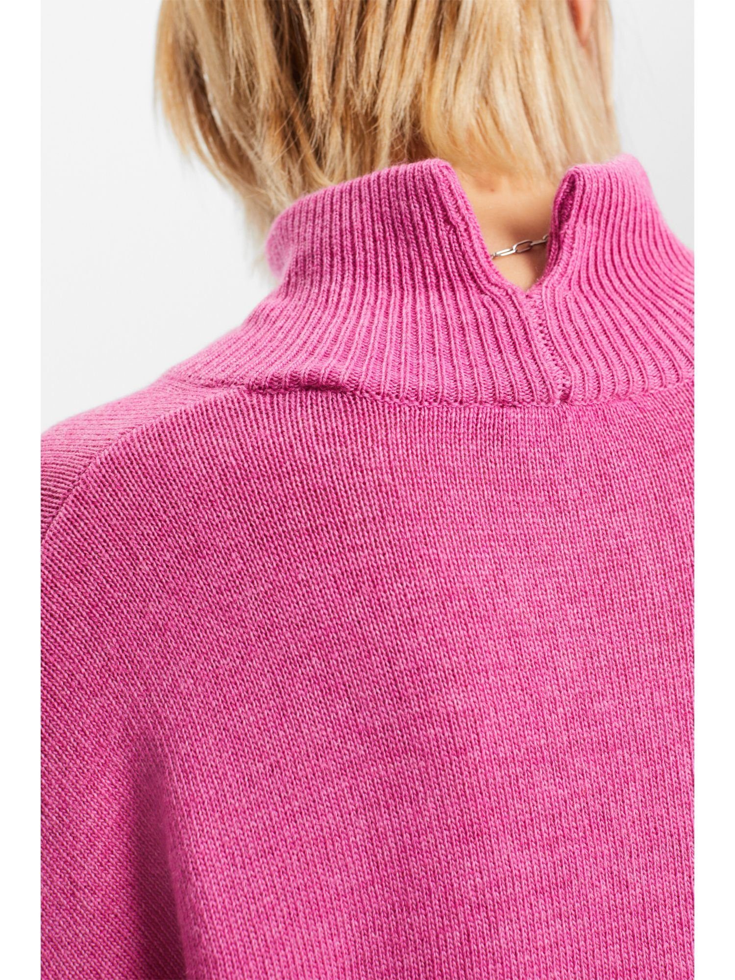 Esprit PINK Stehkragen Wollmix Collection FUCHSIA Pullover aus mit Stehkragenpullover