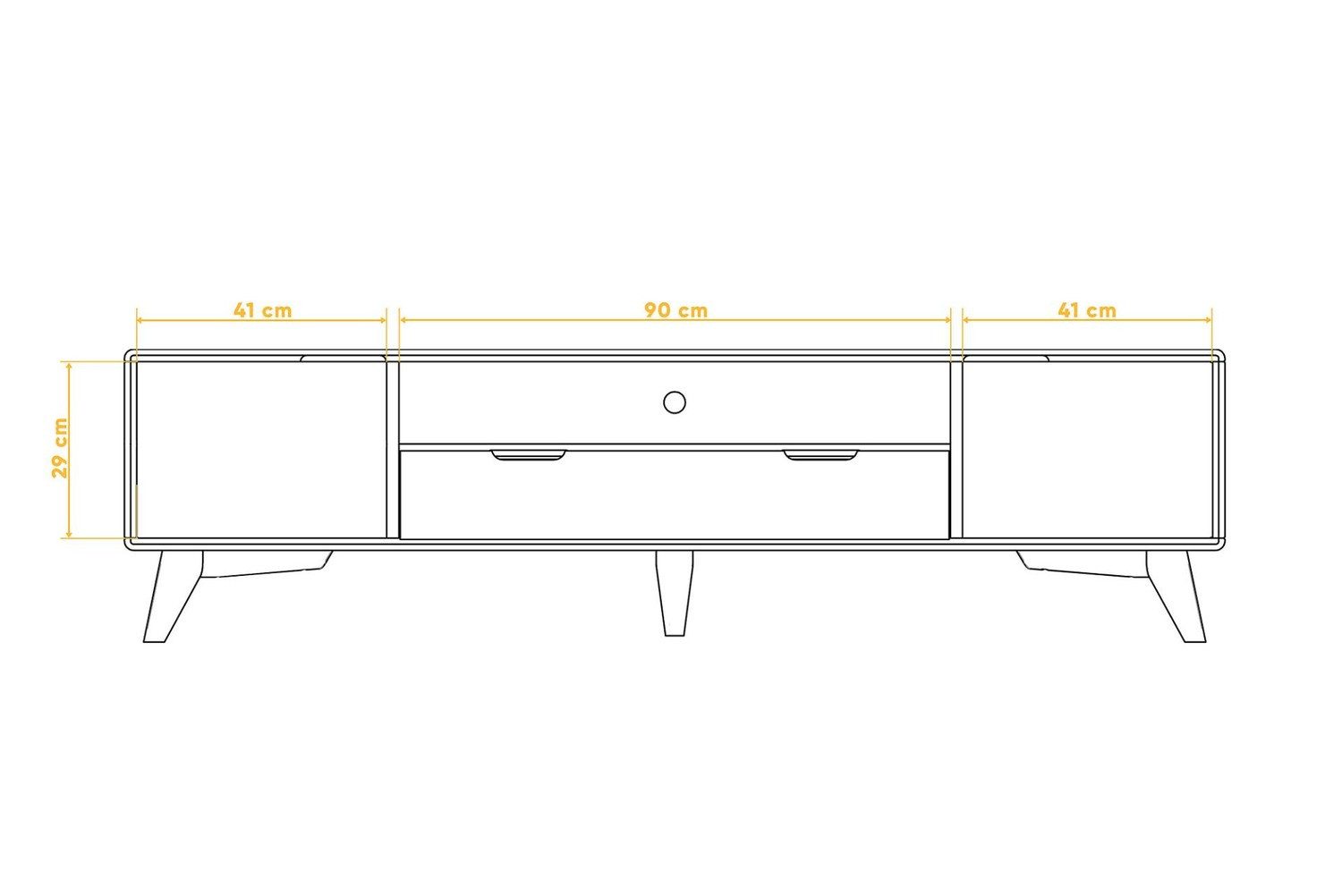 Natur24 Lowboard TV-Board Gerg Kernbuche 180x40x48 mit 2 Türen 1 Schublade 1 Fach
