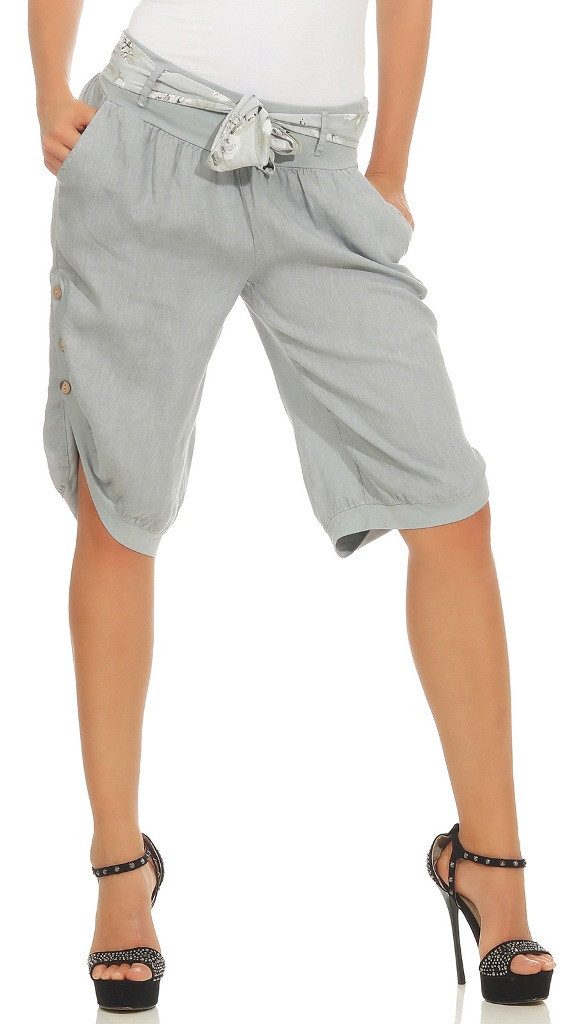 Mississhop Leinenhose Damen-Bermuda-Shorts aus 100 % Leinen – luftig, natür günstig online kaufen