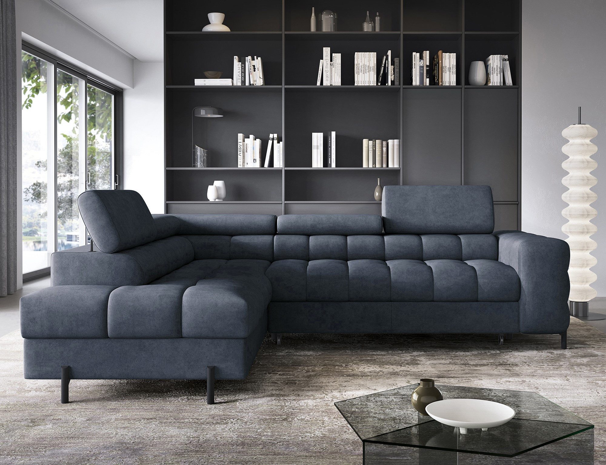 MOEBLO Ecksofa Ferrucio, modernes Schlafsofa mit Bettkasten & verstellbaren Kopfstützen, Wohnlandschaft mit Schlaffunktion, Eckcouch Wohnlandschaft Sofa mit Ottomane Eckgarnitur Polsterecke, (BxHxT):276 x 72–93 x 200 cm
