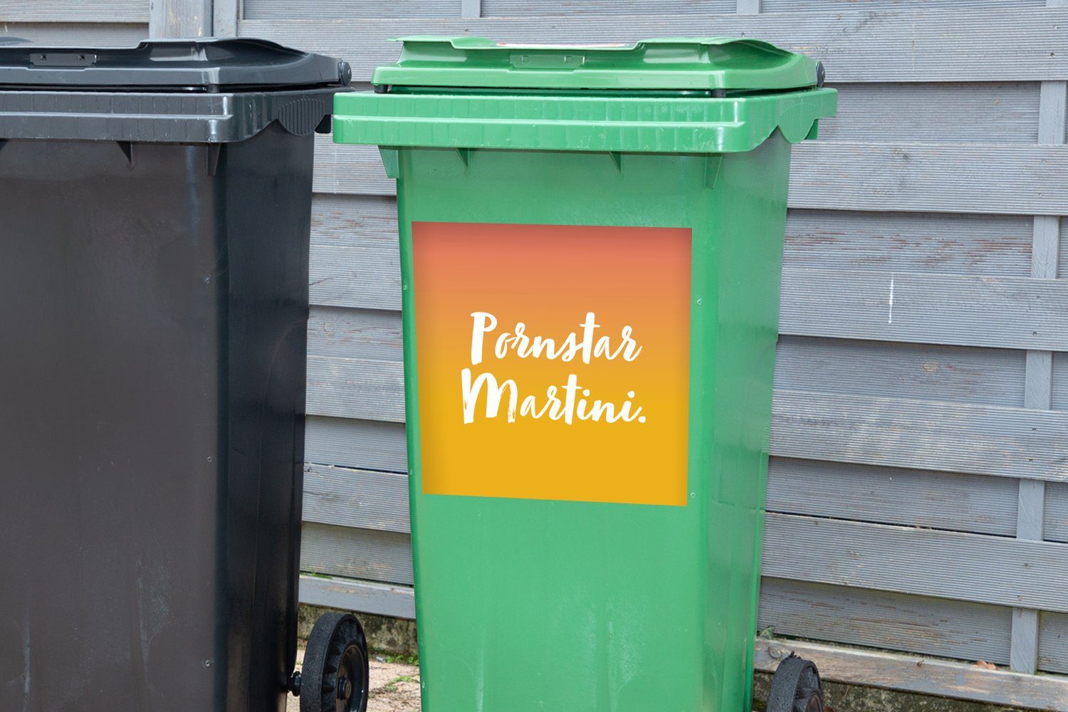 Mülleimer-aufkleber, Abfalbehälter - Sticker, St), Sprüche Mülltonne, MuchoWow (1 Pornostar - Container, - Zitate Wandsticker Gelb Martini