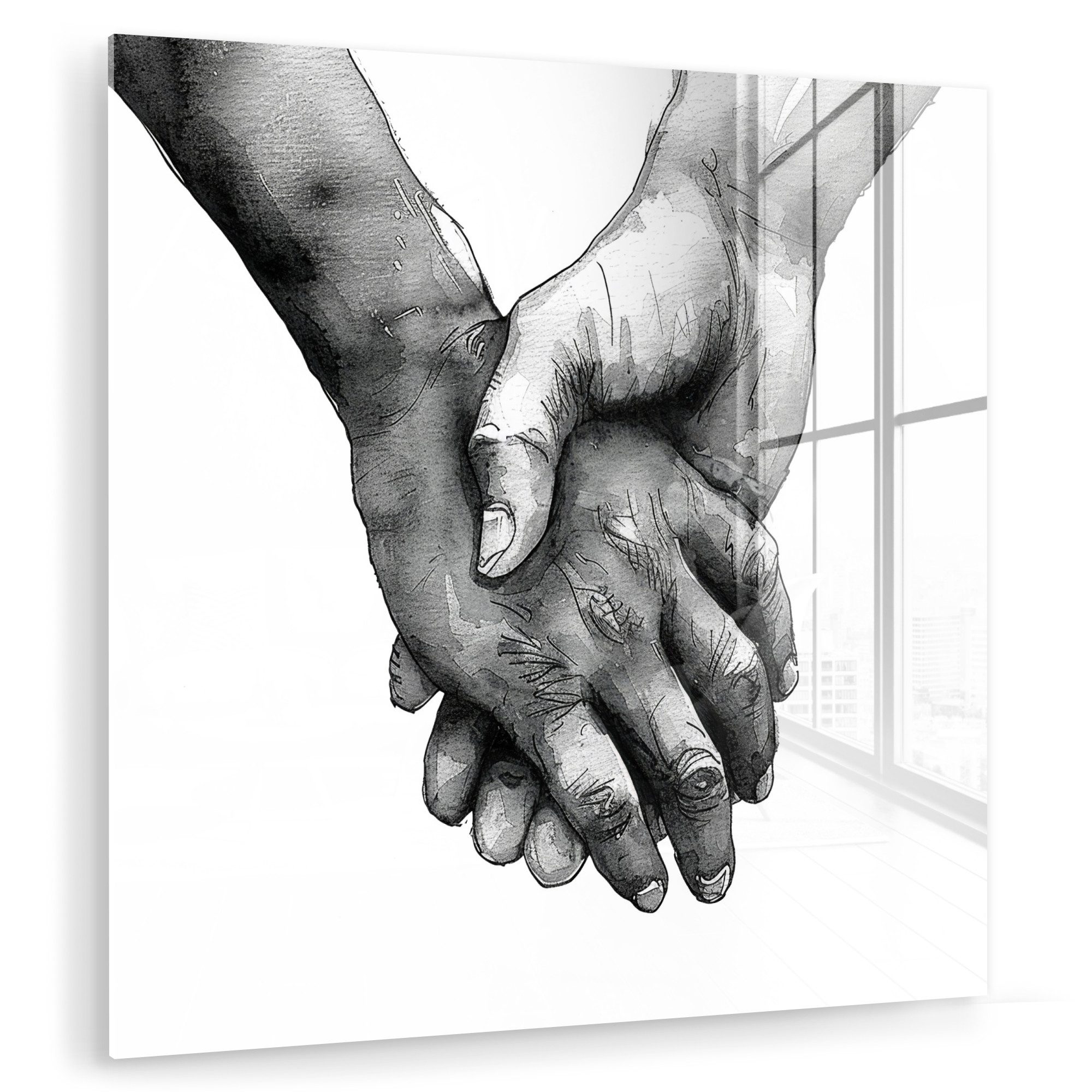 Acrylglasbild Hände - Schwarz und weiß - Modern - Kunst