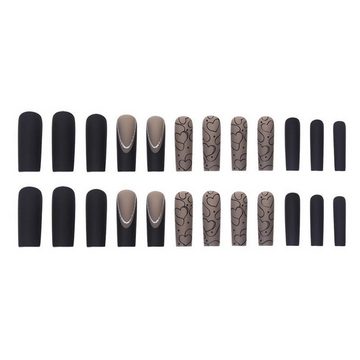 YRIIOMO Kunstfingernägel Durchscheinende, mattierte dunkle Nägel, lange tragbare, Wasserpfeifennägel