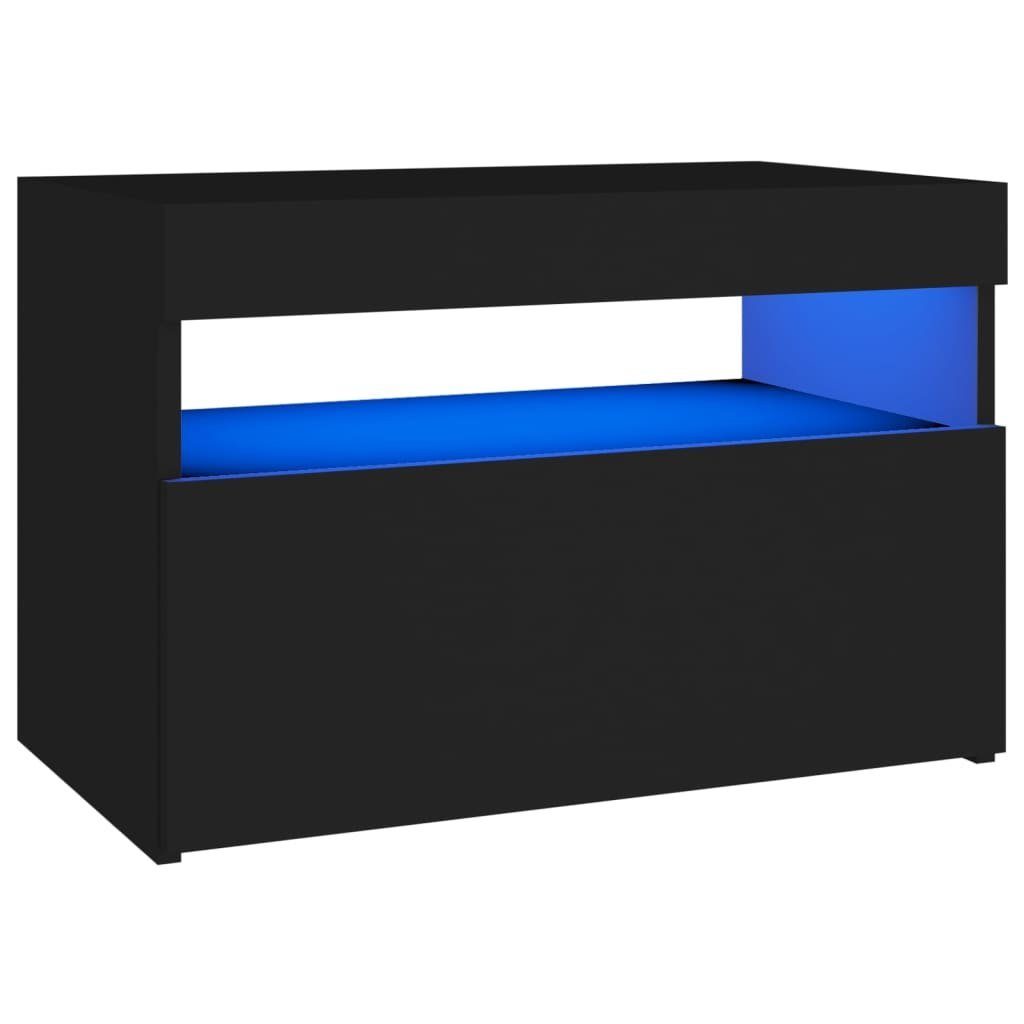 vidaXL Nachttisch Nachttisch mit LED-Leuchten Schwarz 60x35x40 cm Holzwerkstoff (1-St)