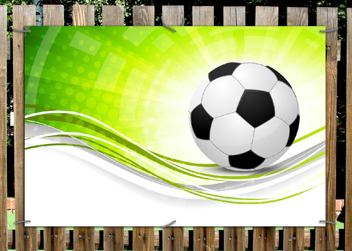 Thumbnail - Wallario Sichtschutzzaunmatten Fußball - grün weiße Wellen Muster