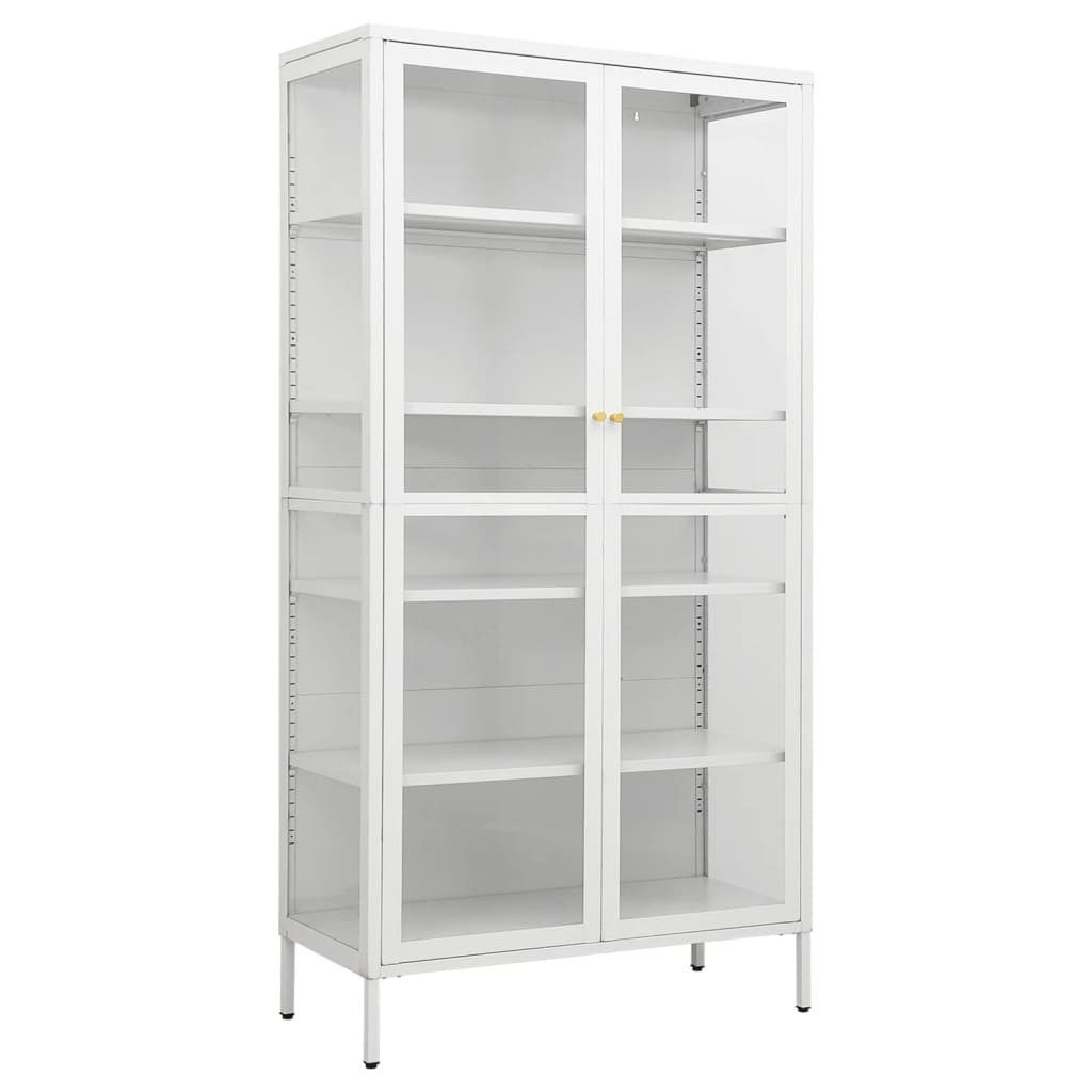 vidaXL Vitrine Vitrine Weiß 90x40x180 cm Stahl und Gehärtetes Glas (1-St)
