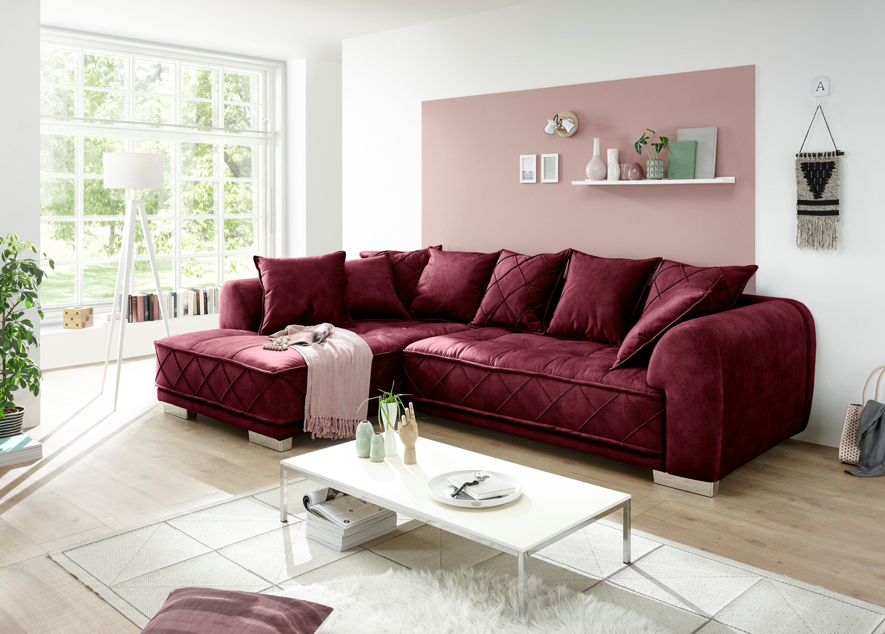 ED EXCITING DESIGN Ecksofa Sentina L-Form, mit Rückenkissen