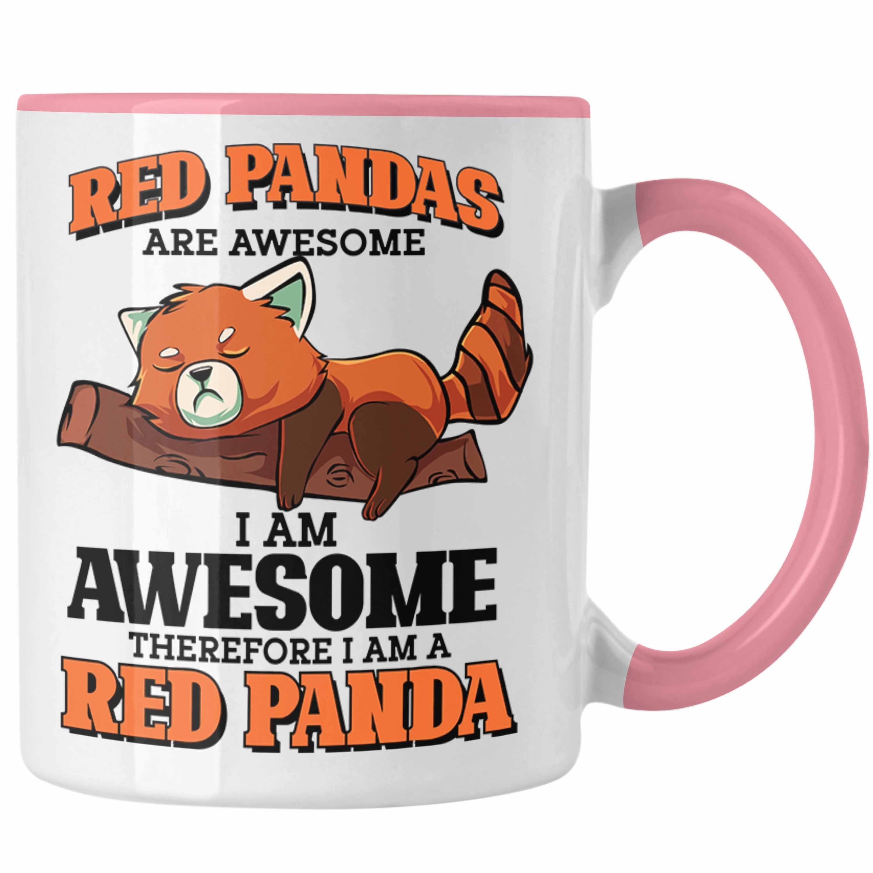 Trendation Tasse Lustige Roter Panda Tasse Spruch Geschenk für Panda-Liebhaber Rosa
