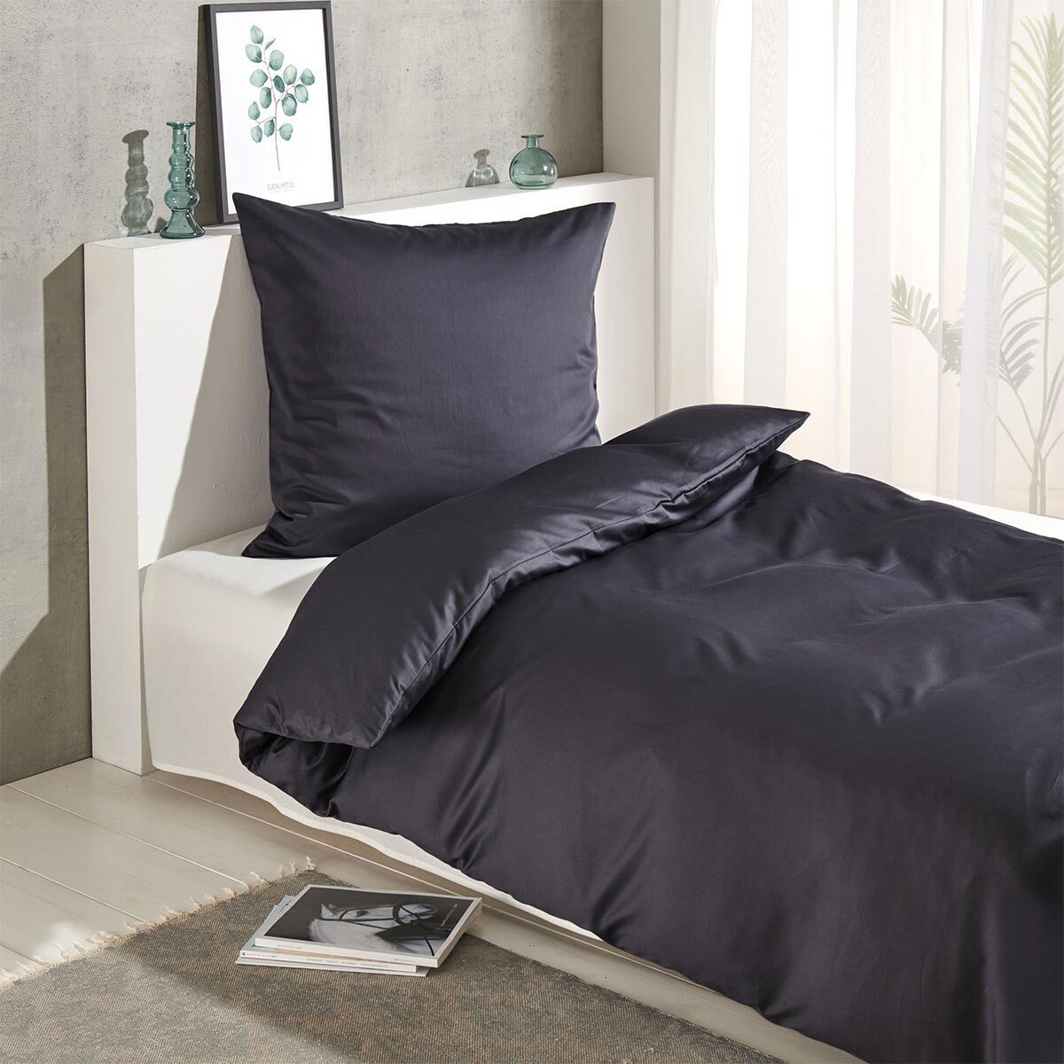 TRAUMSCHLAF Bettwäsche Pure, Mako Satin, 2 teilig, hochwertige Satin Bettwäsche