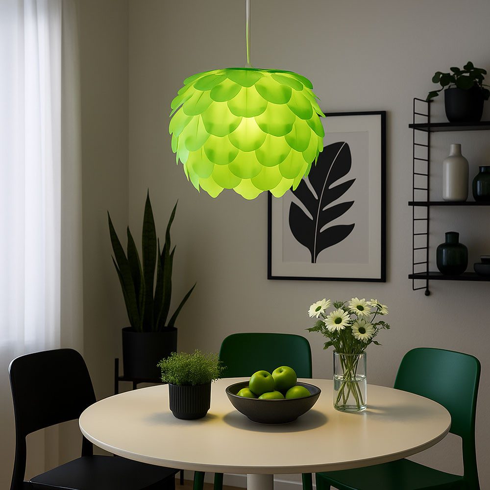 EGLO Kugelleuchte, Leuchtmittel nicht inklusive, Arbeitszimmer Pendellampe grün steckbar Blume Hängeleuchte Stahl