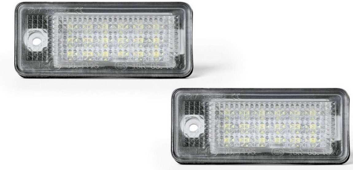 LLCTOOLS KFZ-Ersatzleuchte LED Kennzeichenbeleuchtung Auto, E-geprüft mit geringem Verbrauch, Plug and Play, 2 St., 18 SMD, kaltweiß, 6000K, für Audi A3 8P - A4 B6 B7 - A6 4F - Q7 - CAN-Bus