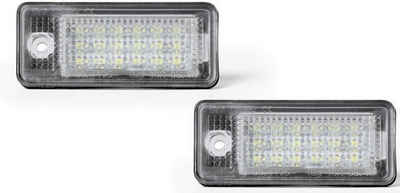 LLCTOOLS KFZ-Ersatzleuchte LED Kennzeichenbeleuchtung Auto, E-geprüft mit geringem Verbrauch, Plug and Play, 2 St., kaltweiß, 6000K, 18 SMD, für Audi A3 8P - A4 B6 B7 - A6 4F - Q7 - CAN-Bus